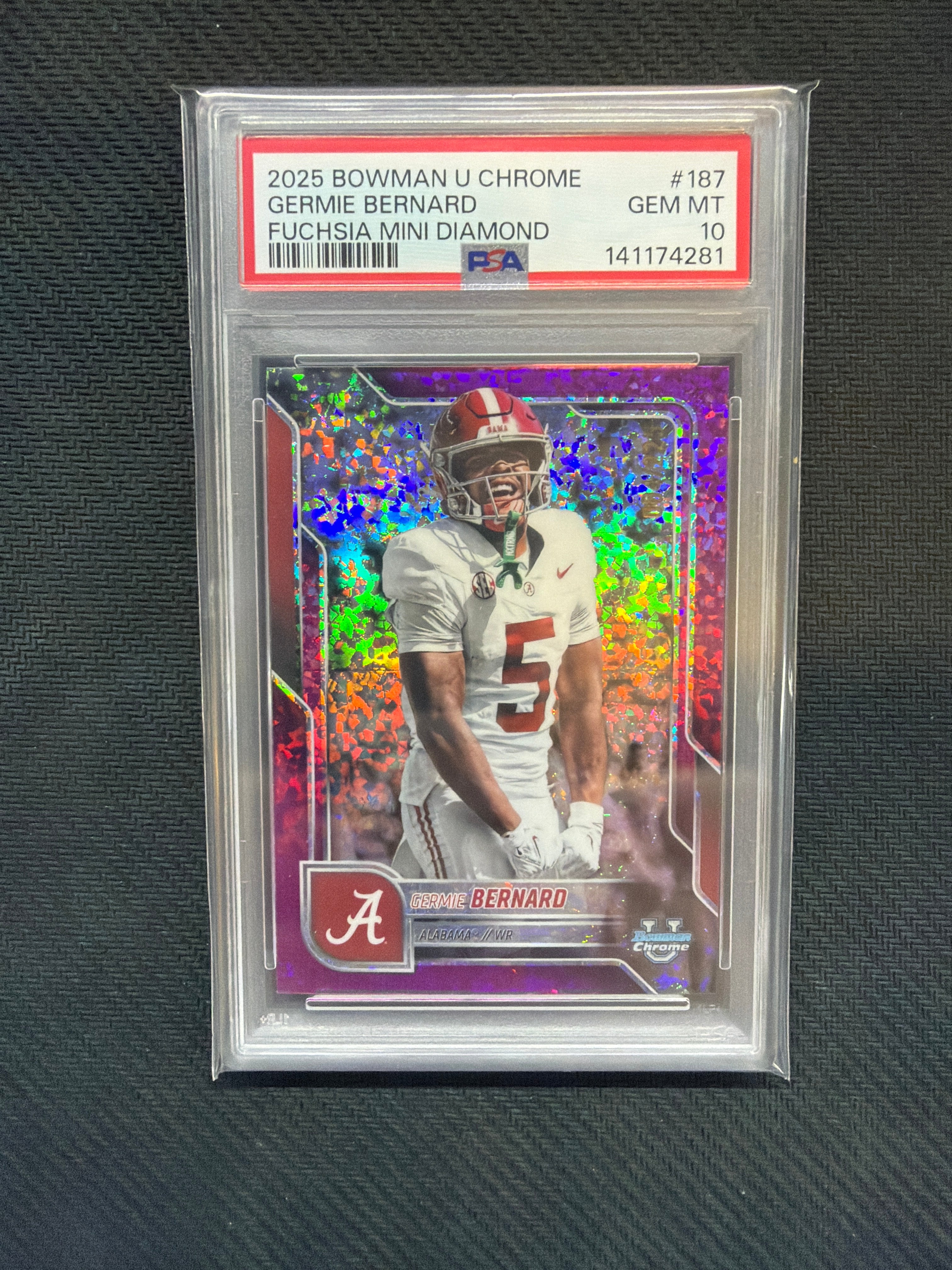2025 Bowman U Chrome Germie Bernard Fuchsia Mini /225 PSA 10 Alabama 281