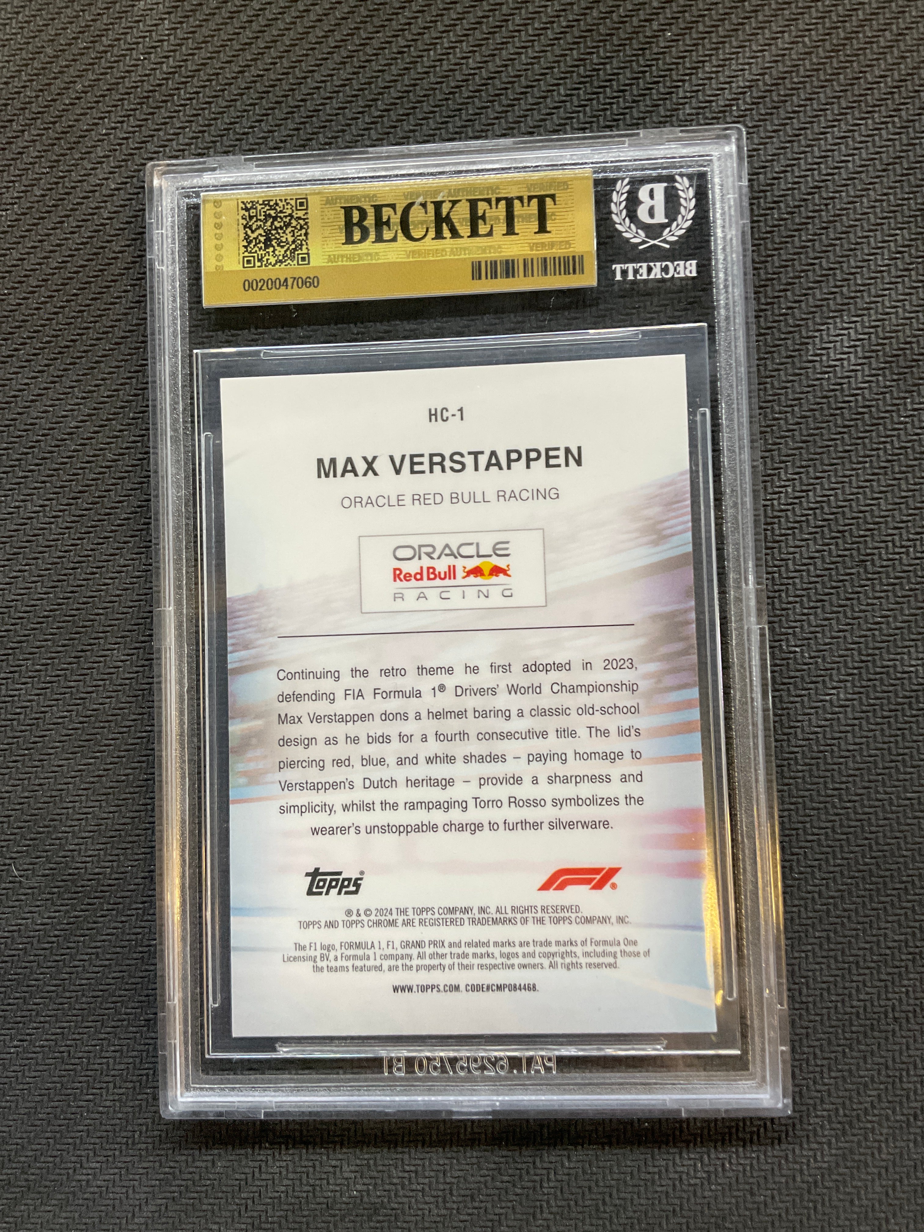 2024 Topps Chrome F1 Max Verstappen Helmet Collection BGS 9.5 Red Bull