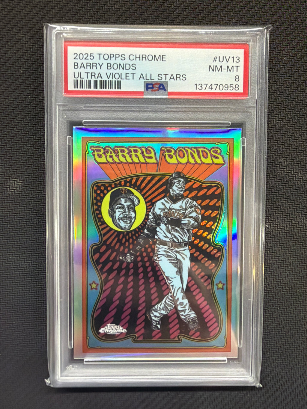 2025 Topps Chrome Update Barry Bonds Ultra Violet All Stars PSA 8