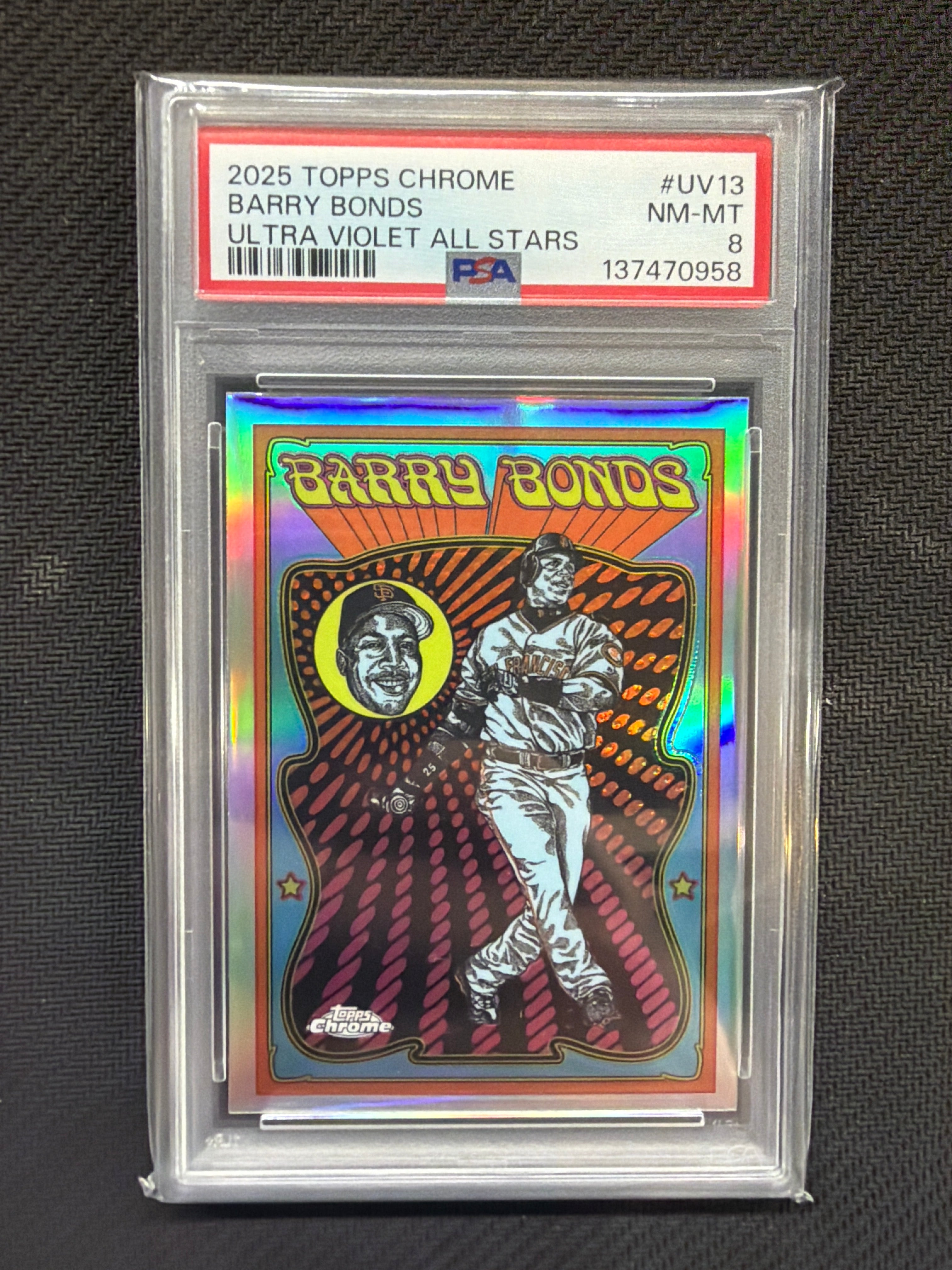 2025 Topps Chrome Update Barry Bonds Ultra Violet All Stars PSA 8