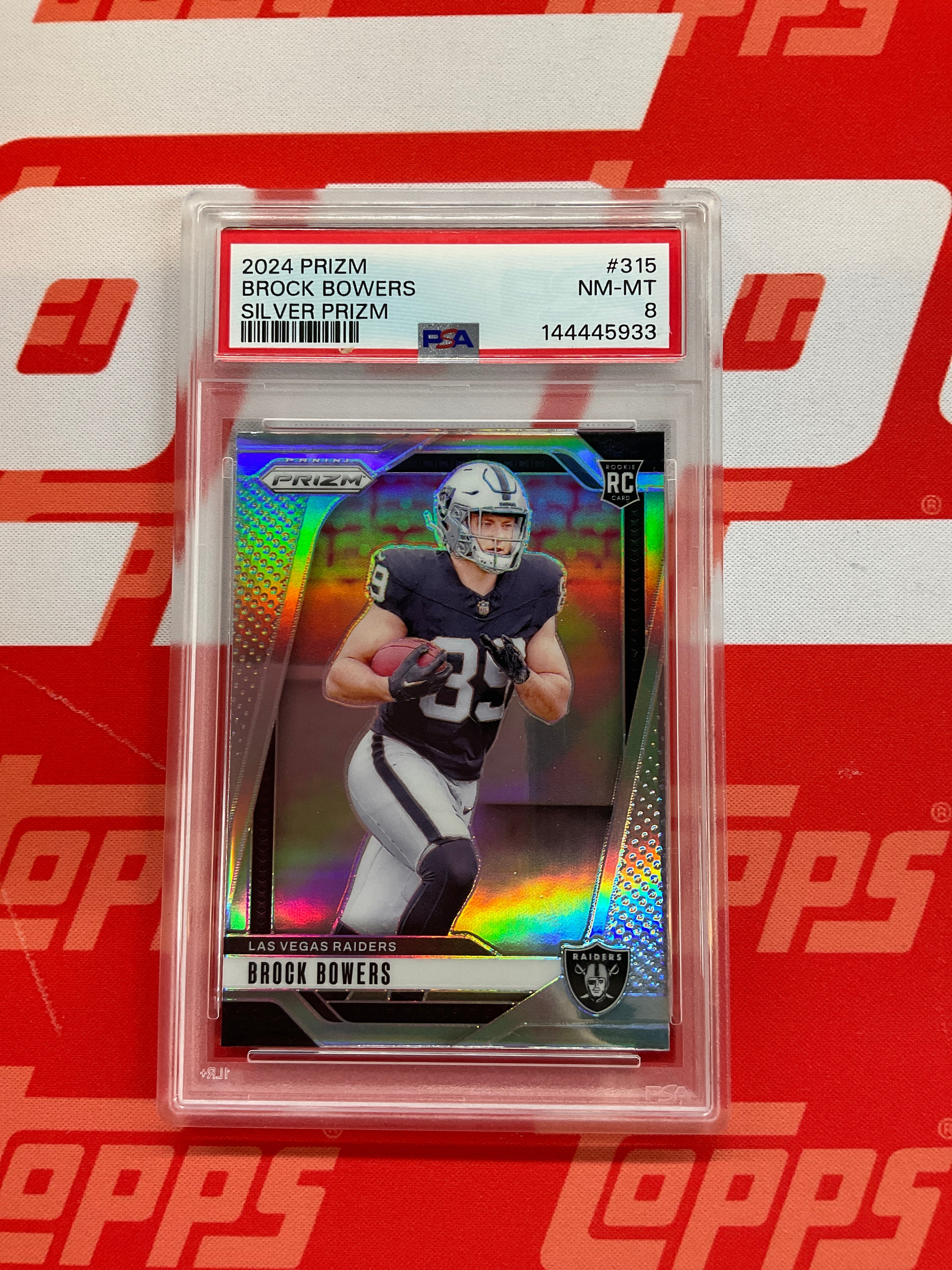 2024 Prizm Brock Bowers Rookie Silver PSA 8 Raiders