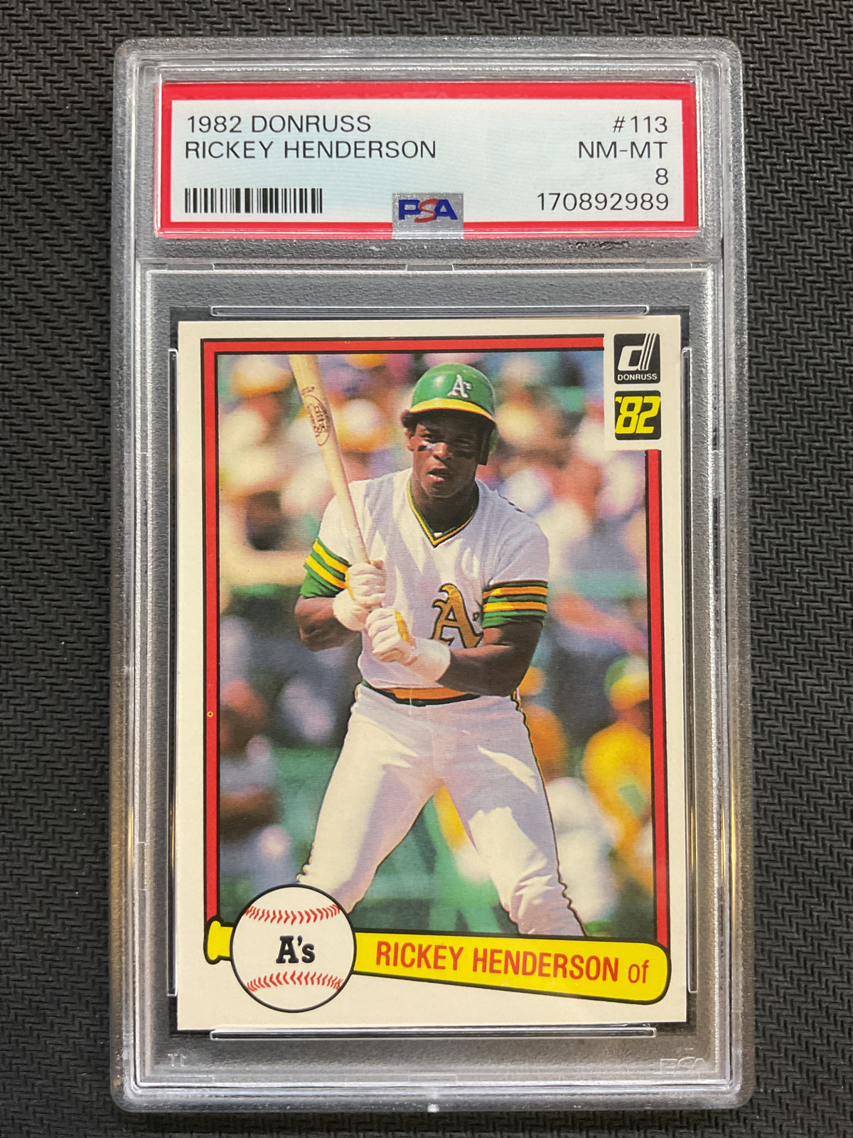 1982 Donruss #113 Rickey Henderson PSA 8