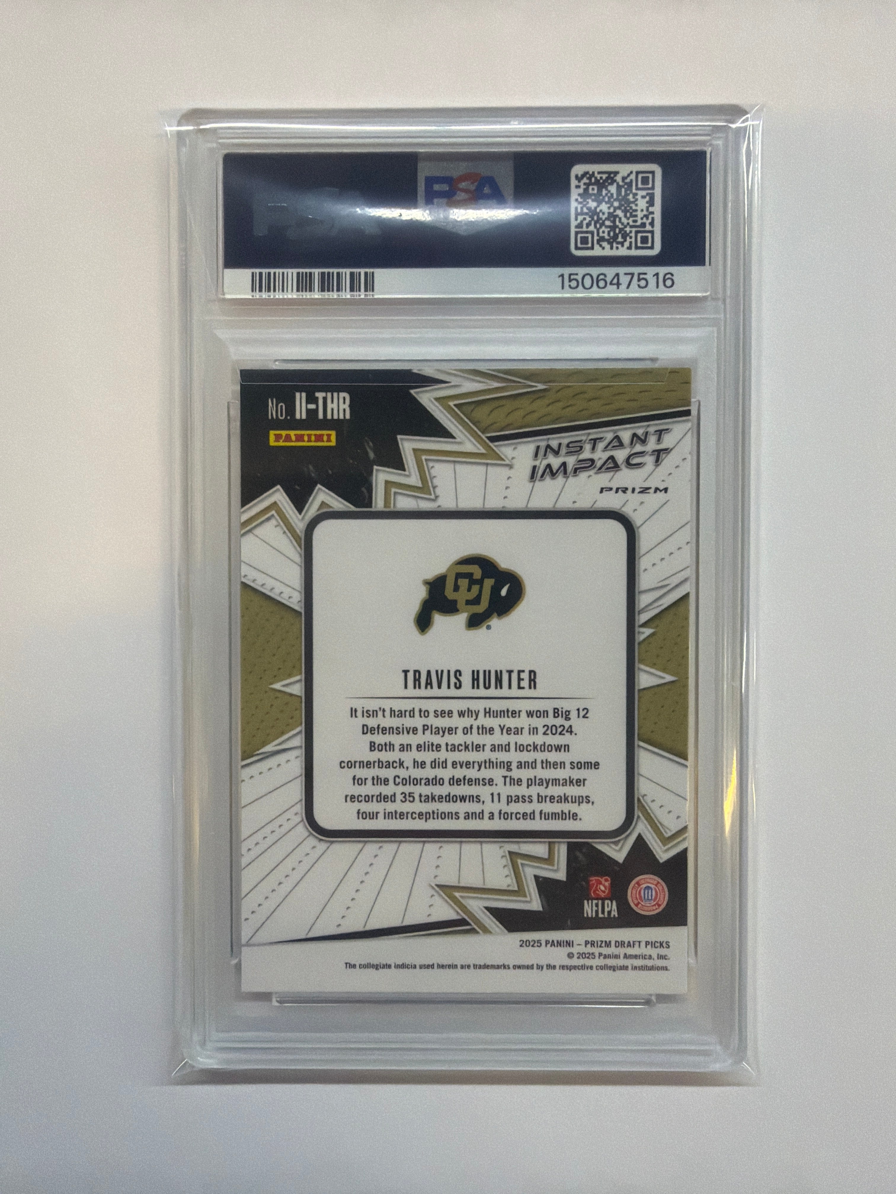 2025 Prizm Draft Picks Travis Hunter Impact Gold Ice Rookie PSA 10