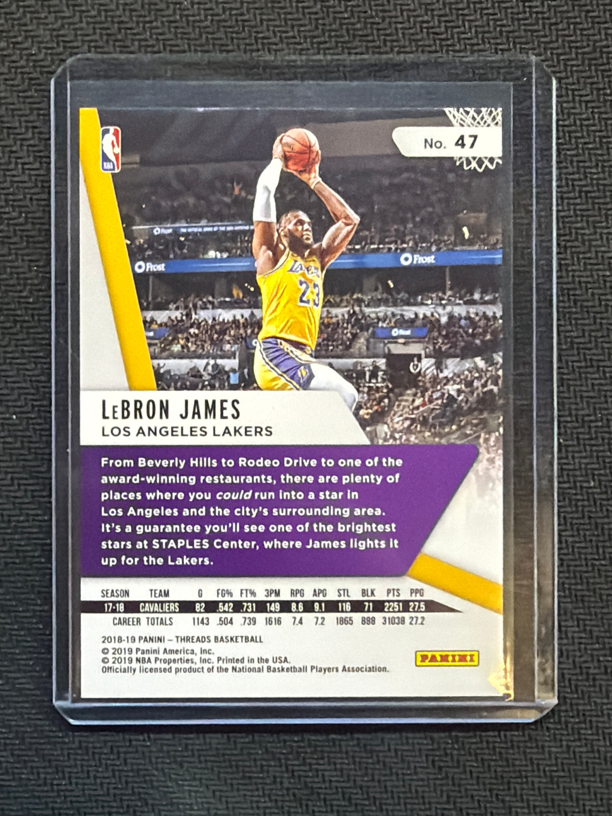2018 Panini Threads LeBron James Gold 6/10 JSY Number Lakers