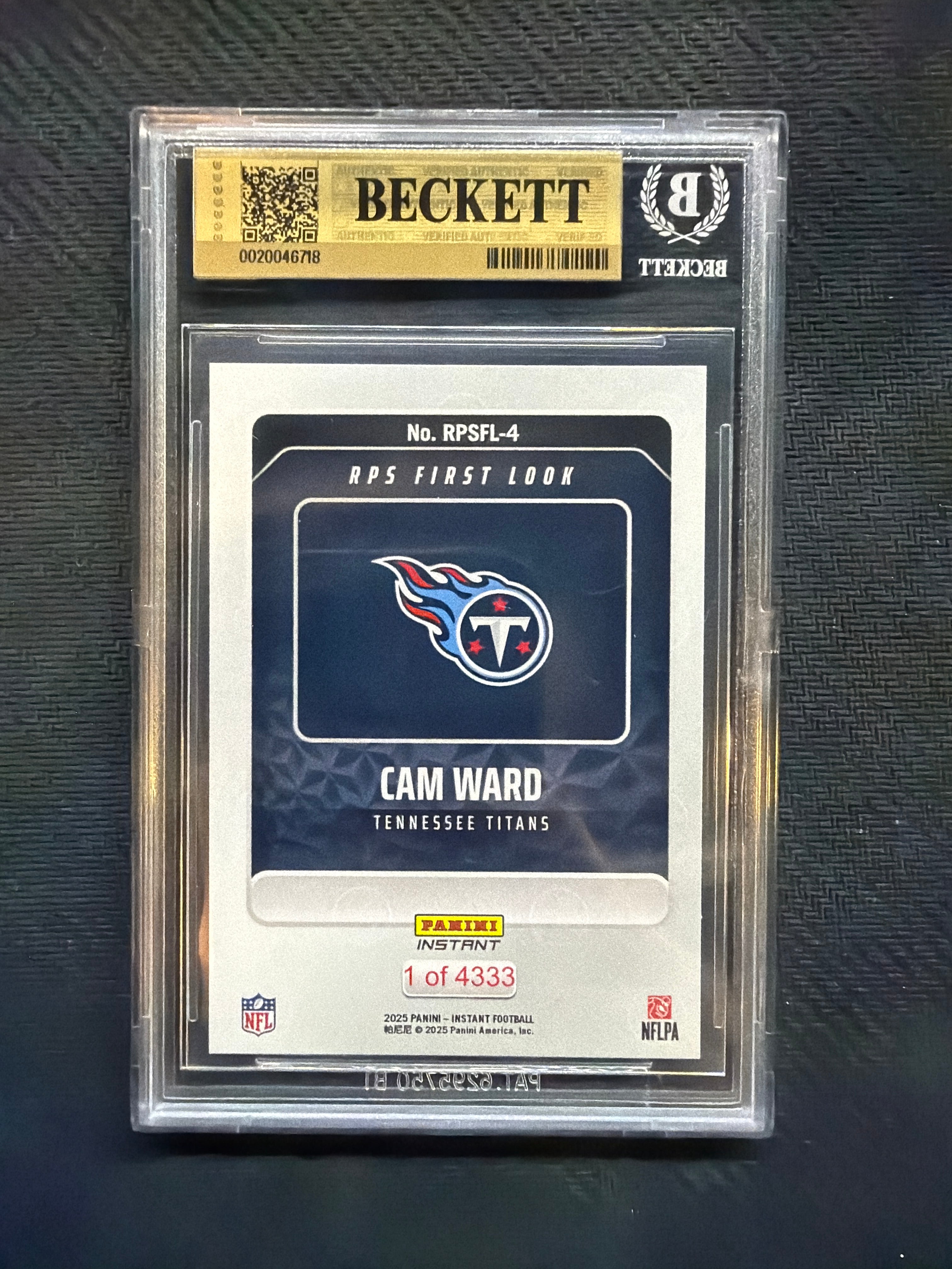 2025 Panini Instant Cam Ward Rookie BGS 10 Titans 718