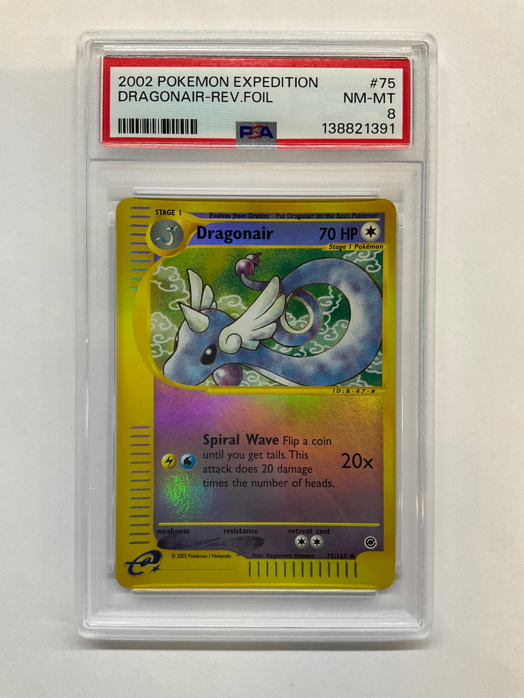 2002 Pokemon Expedition Dragonair Rev Foil 75 PSA 8
