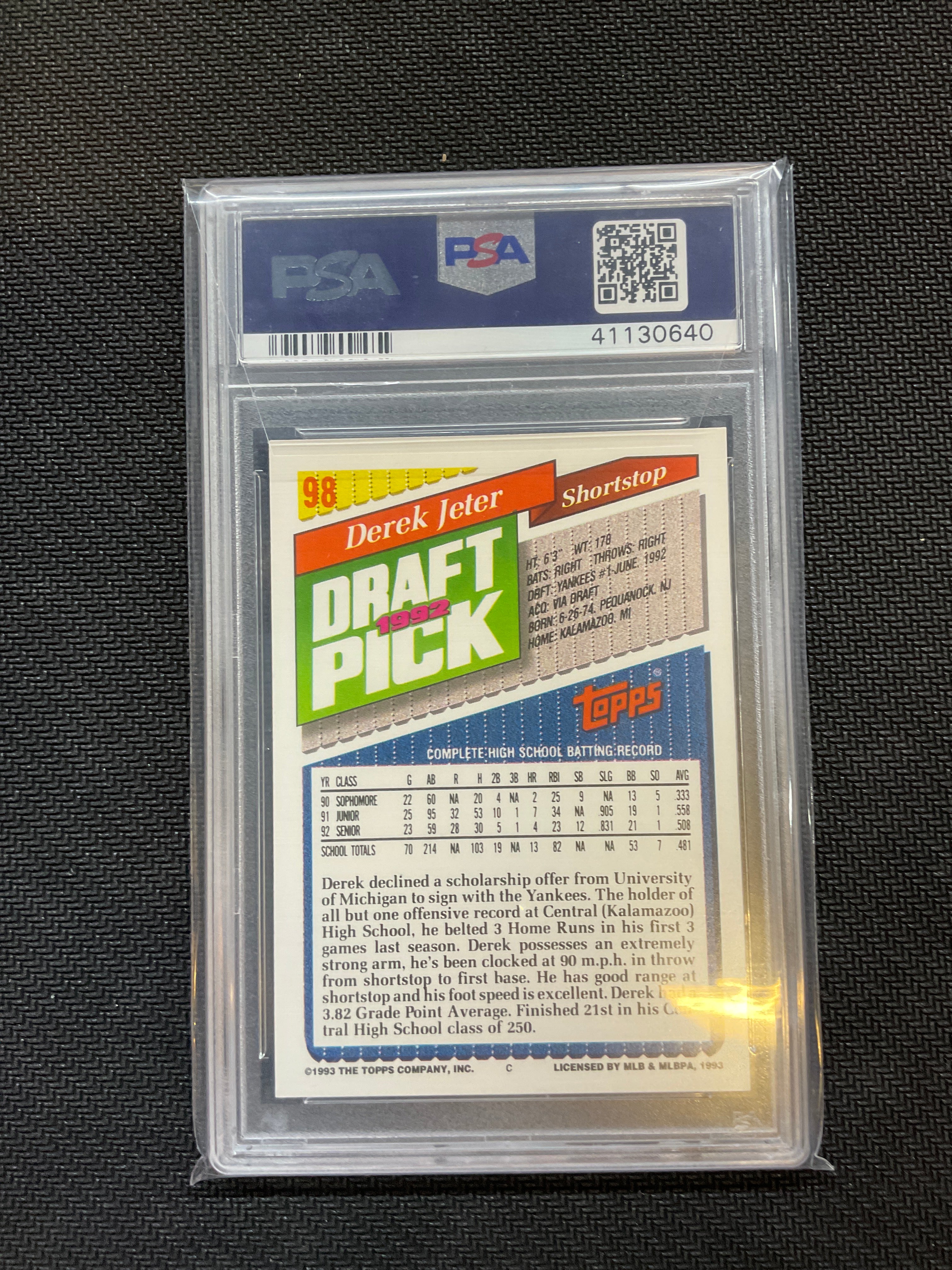1993 Topps Derek Jeter Rookie PSA 10 Yankees