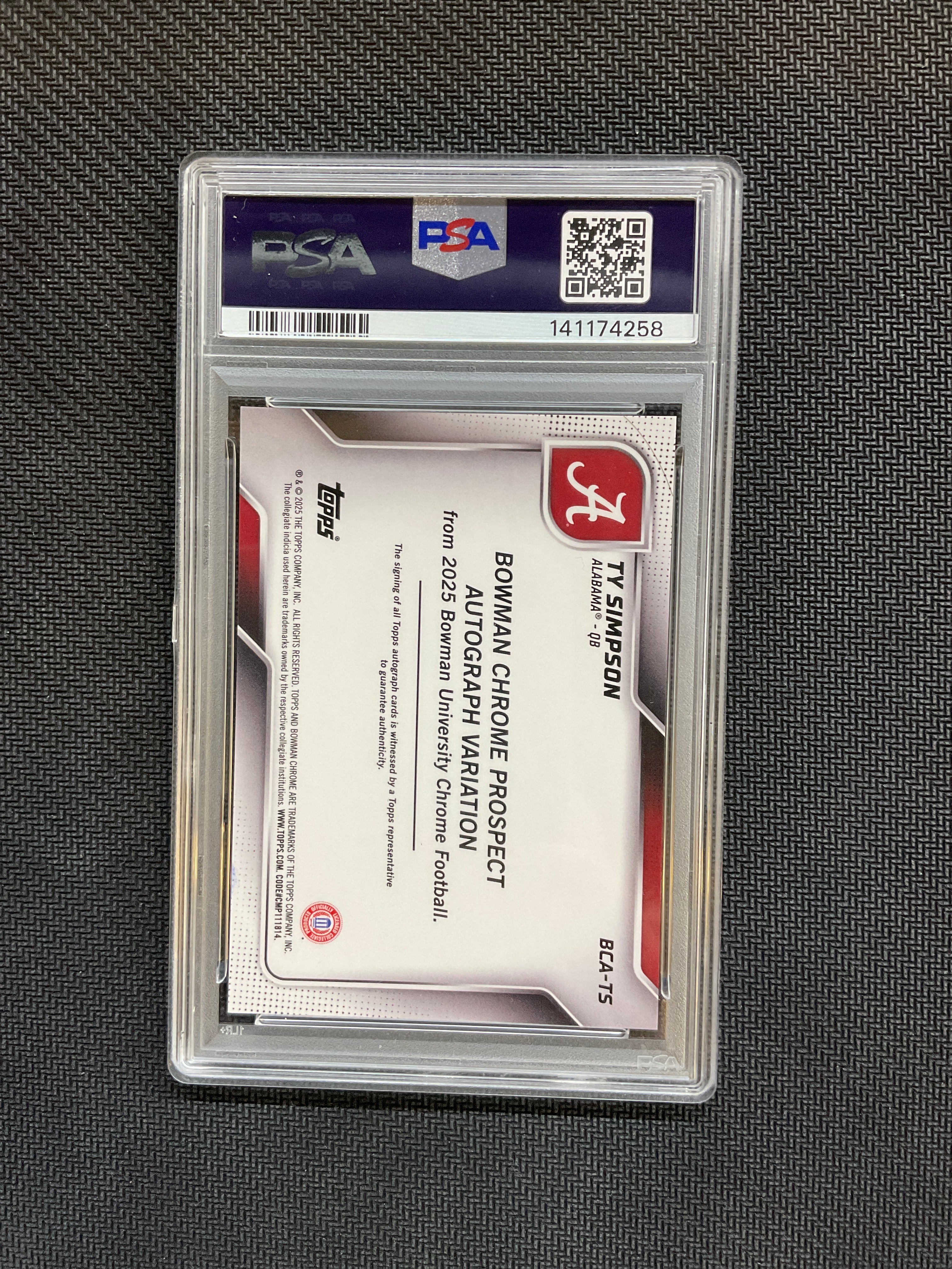 2025 Bowman U Chrome Ty Simpson Auto /150 PSA 10 Alabama