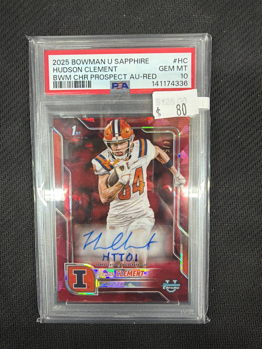 2025 Bowman U Sapphire Hudson Clement Auto Red /5 PSA 10 Illinois