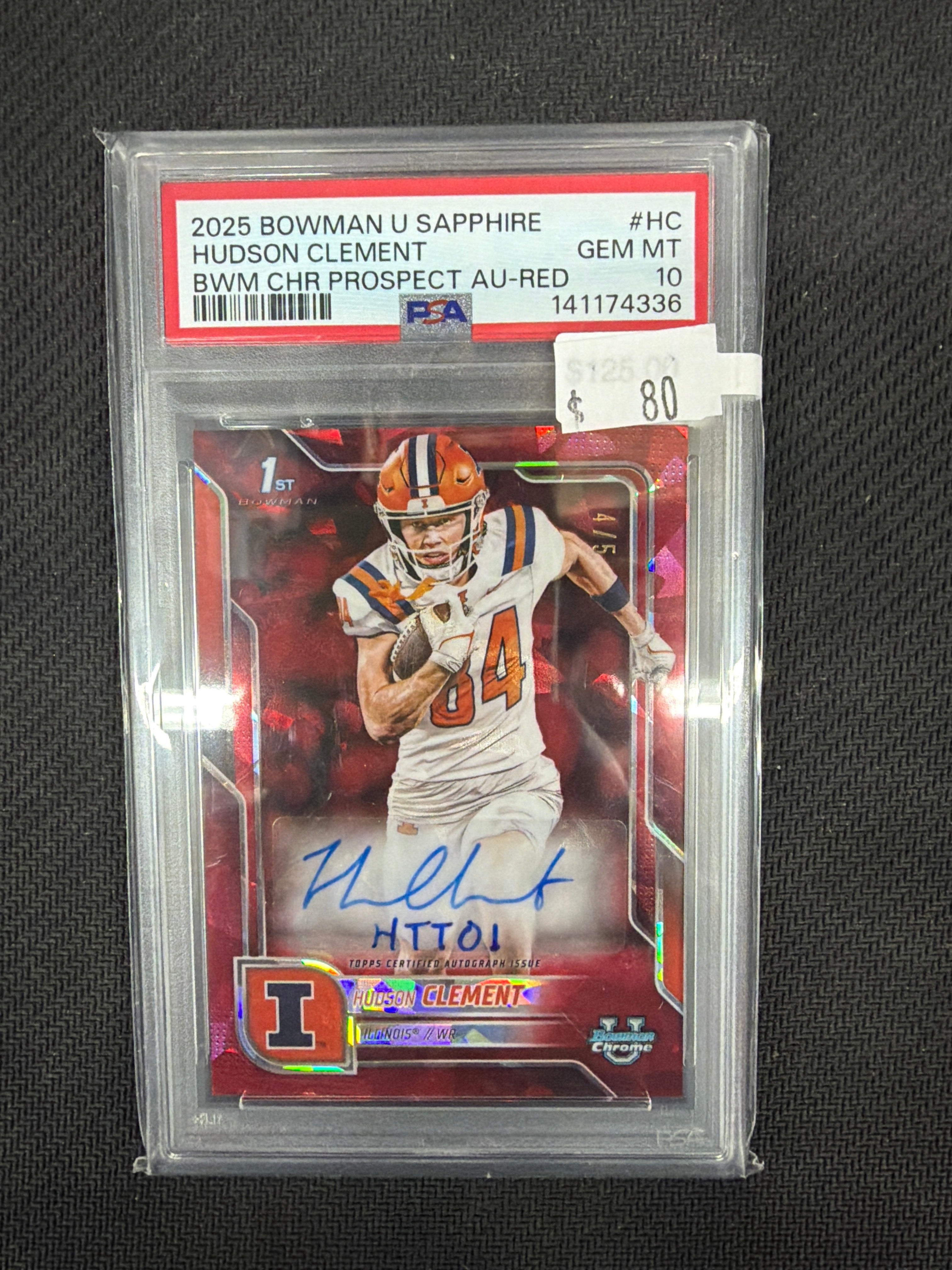2025 Bowman U Sapphire Hudson Clement Auto Red /5 PSA 10 Illinois