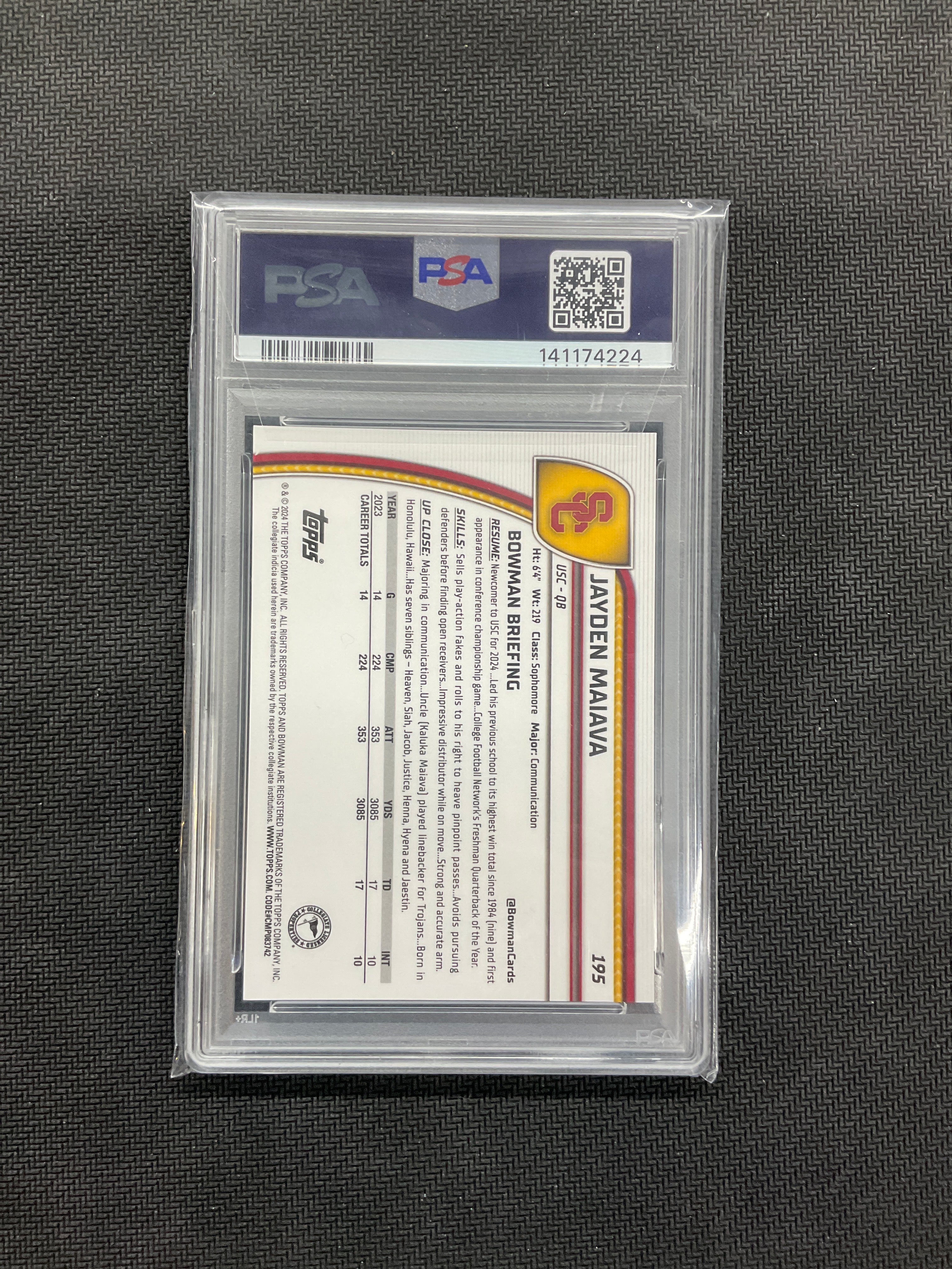 2024 Bowman U Jayden Maiava Orange Shimmer /25 PSA 10 USC