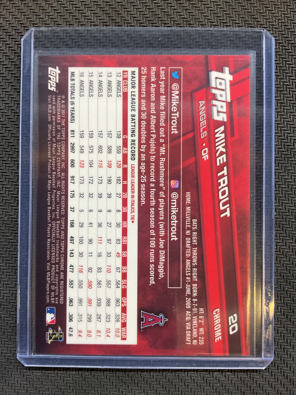 2017 Topps Chrome Sapphire Mike Trout Angels