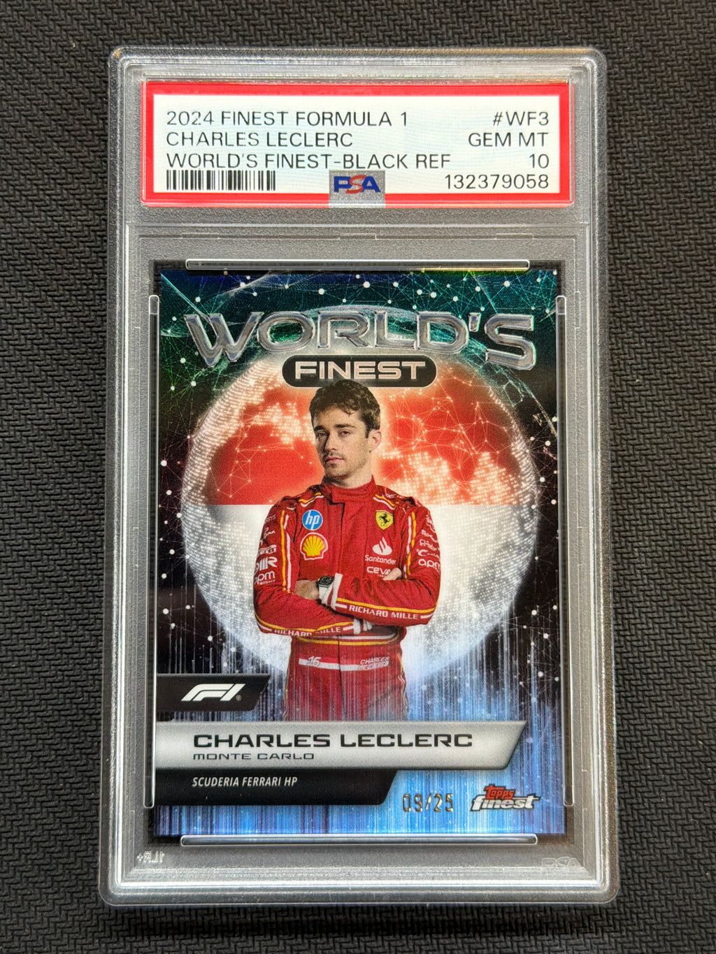 2024 Topps Finest Charles Leclerc World's Finest Black /10 PSA 10