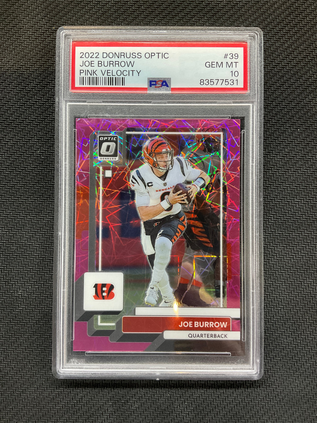 2022 Donruss Optic Joe Burrow Pink Velocity /79 PSA 10 531