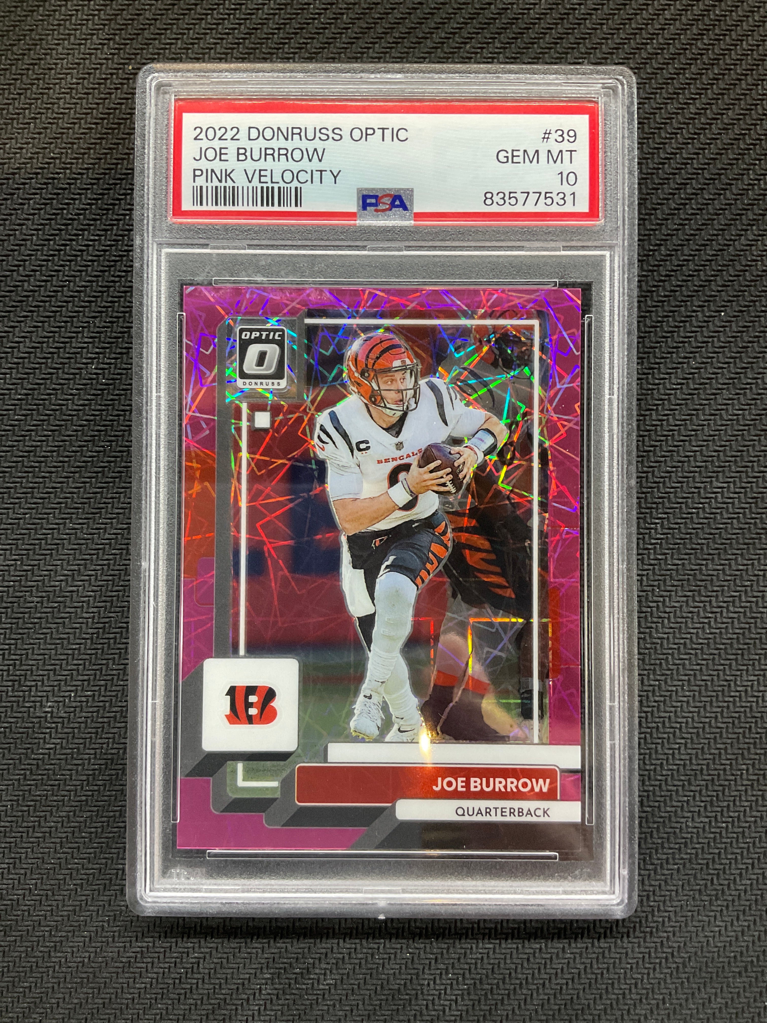 2022 Donruss Optic Joe Burrow Pink Velocity /79 PSA 10 531
