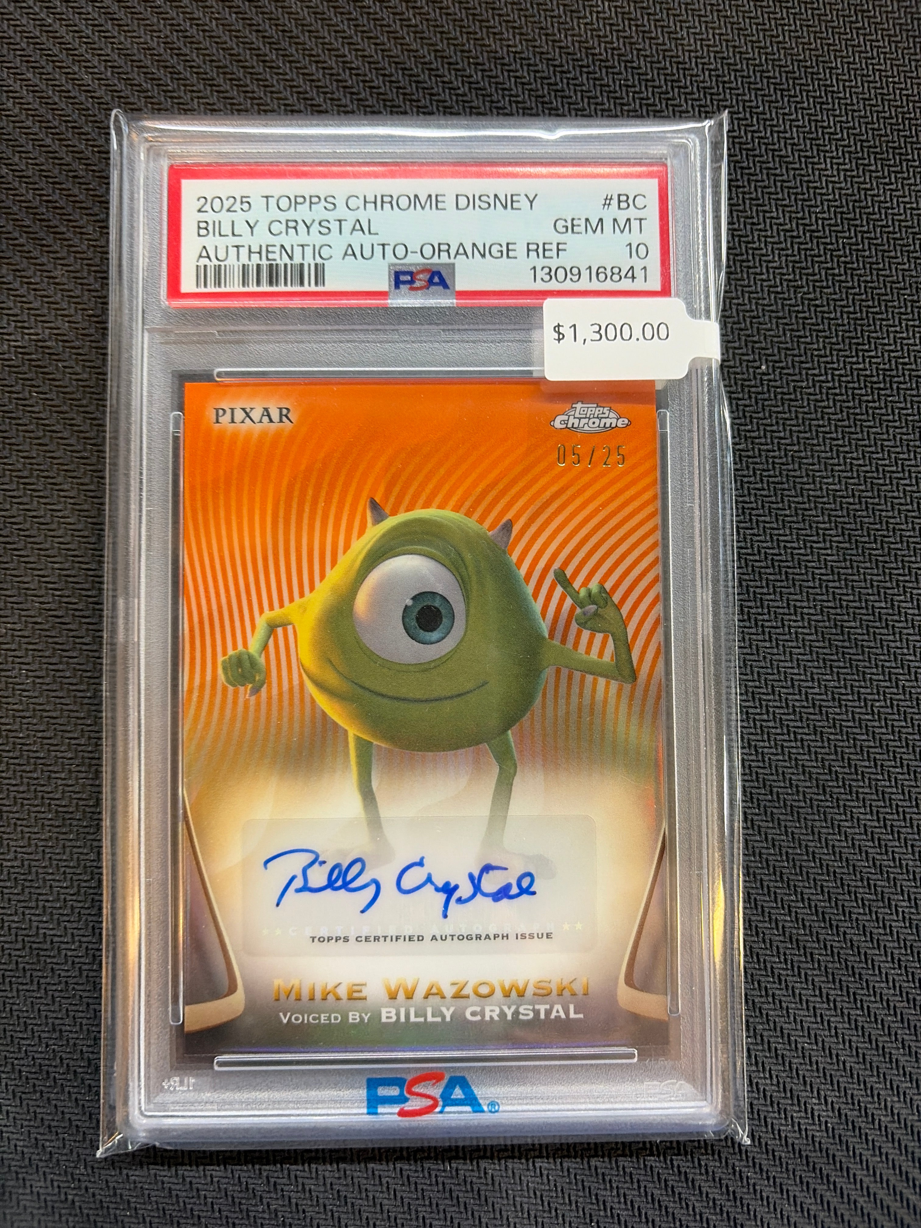 2025 Topps Chrome Disney Billy Crystal Mike Wazowski Auto Orange Refractor /25 #BC PSA 10