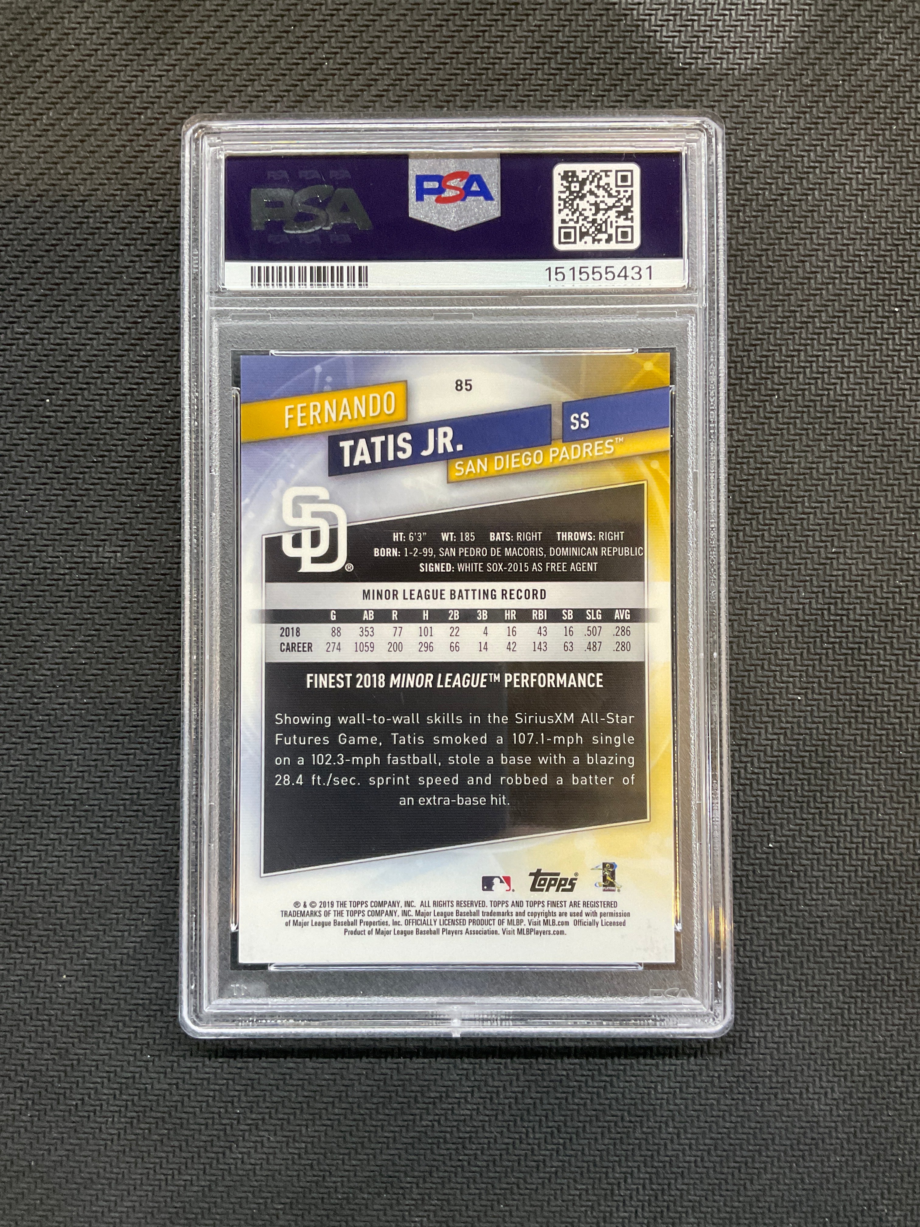 2019 Topps Finest Fernando Tatis Jr. Purple /250 PSA 10
