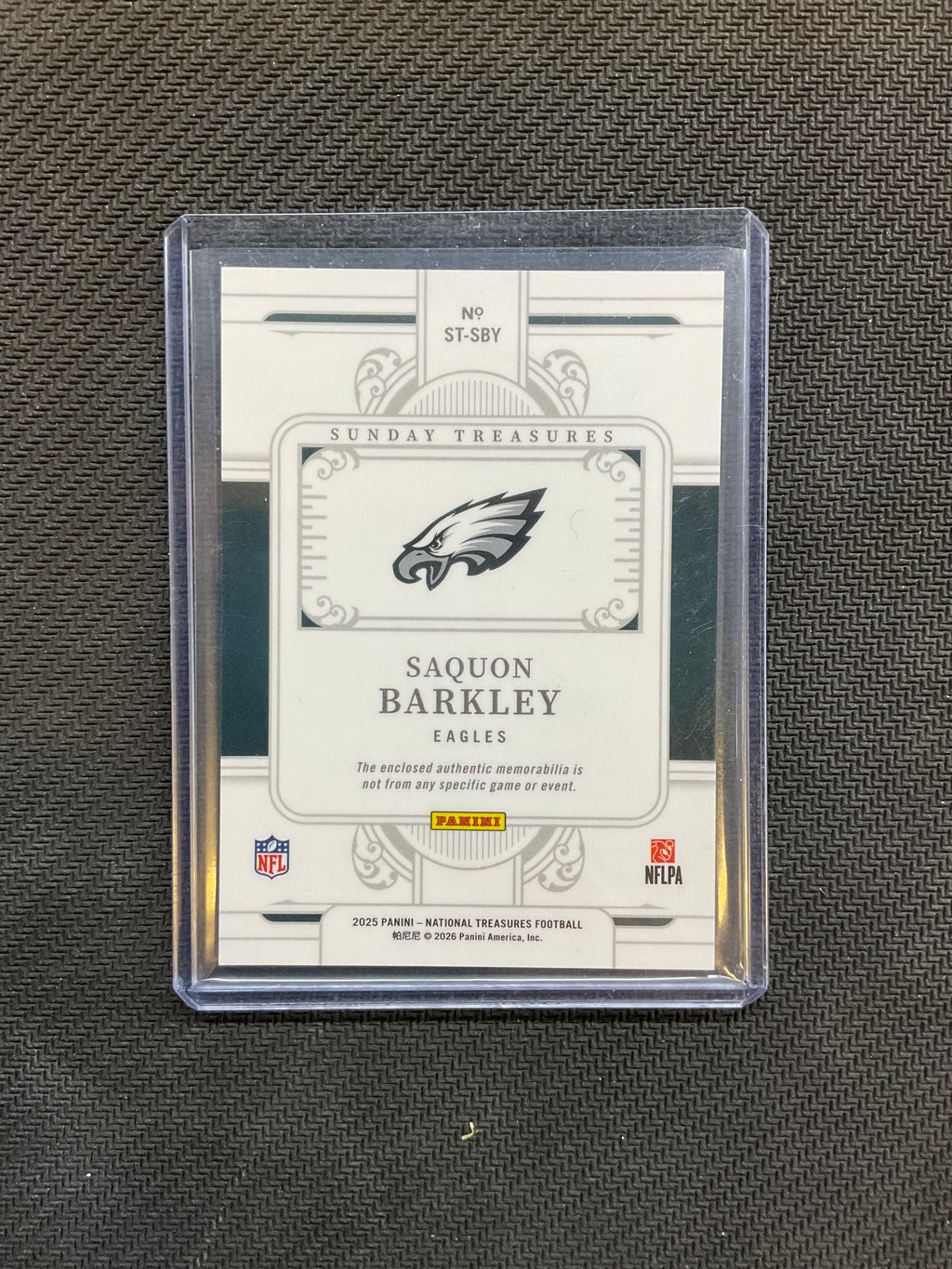 2025 National Treasures Saquon Barkley Dual Patch /99 Eagles