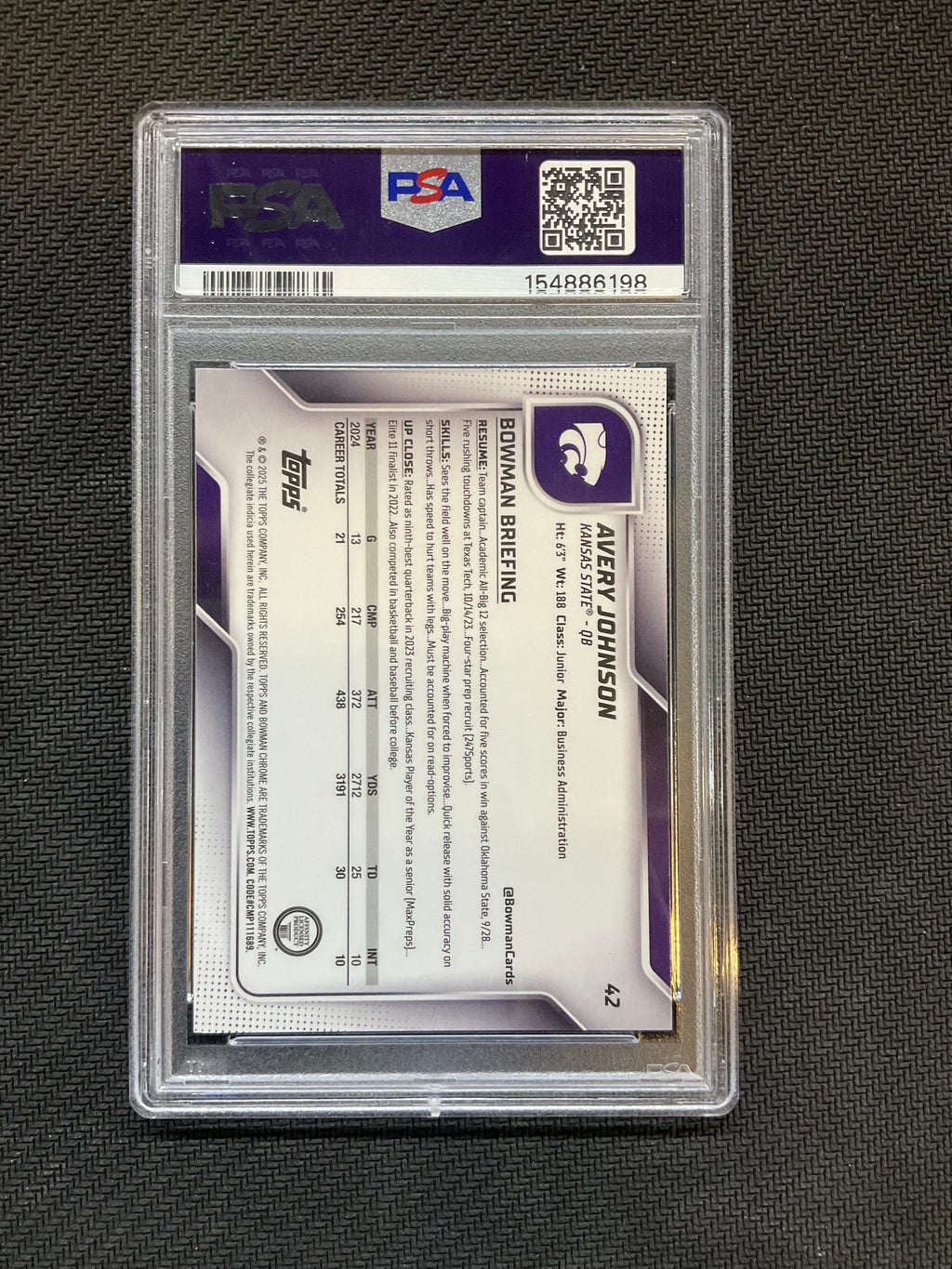 2025 Bowman U Chrome Avery Johnson Yellow Mini Diamond /350 PSA 10