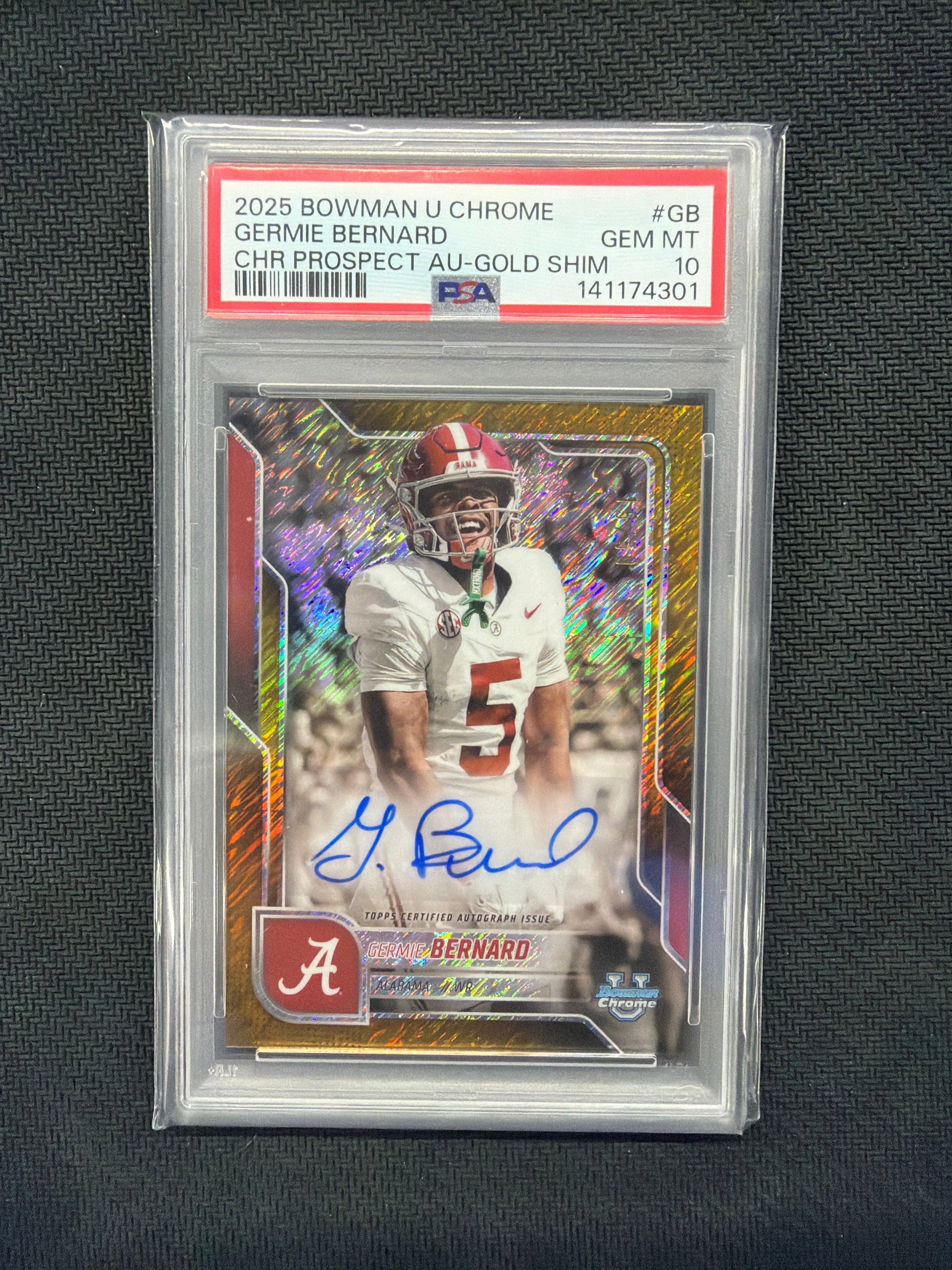 2025 Bowman U Chrome Germie Bernard Gold Shimmer Auto /50 PSA 10 Alabama 301