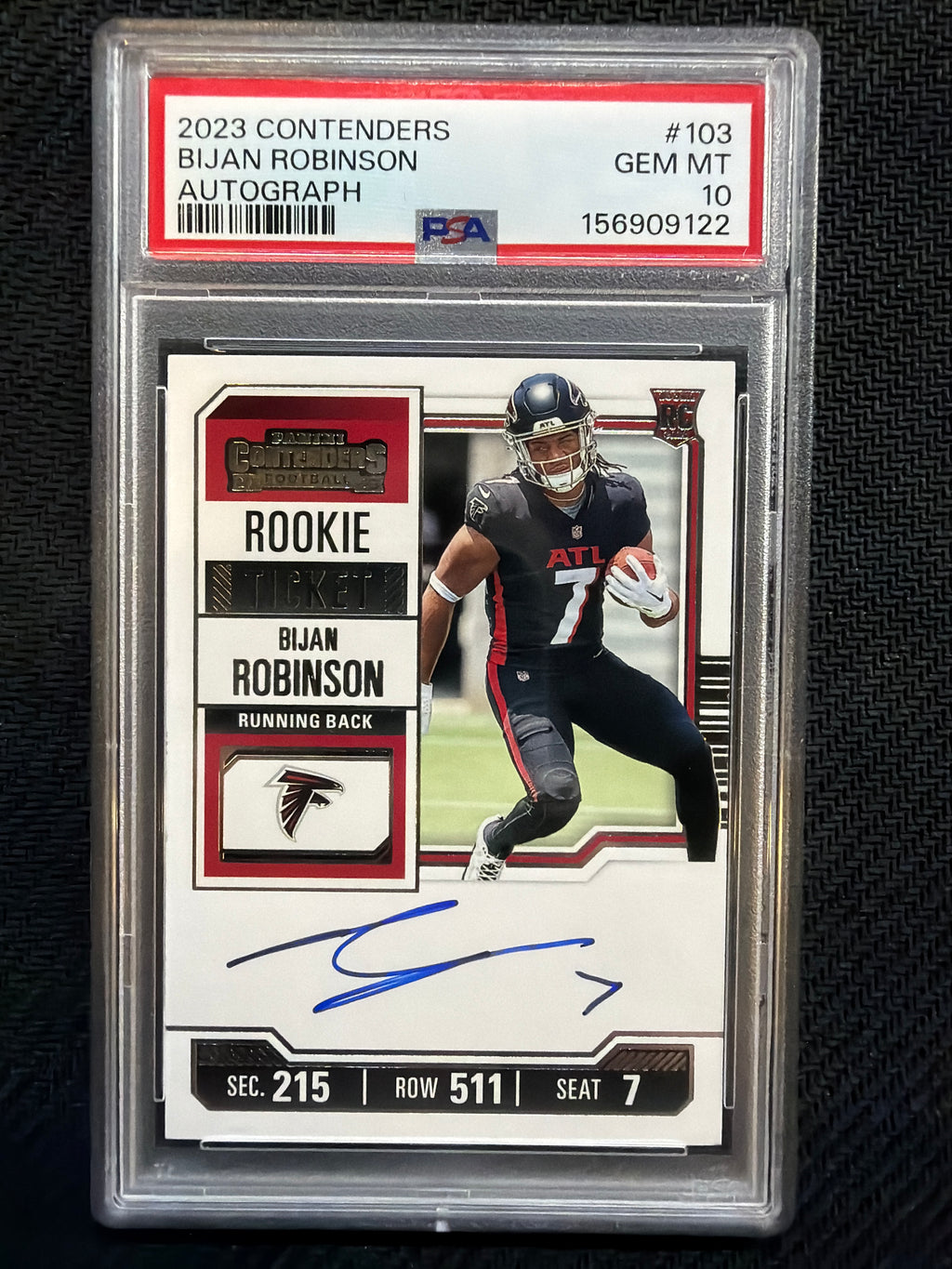 2023 Contenders Bijan Robinson Autograph #103 PSA 10 Falcons