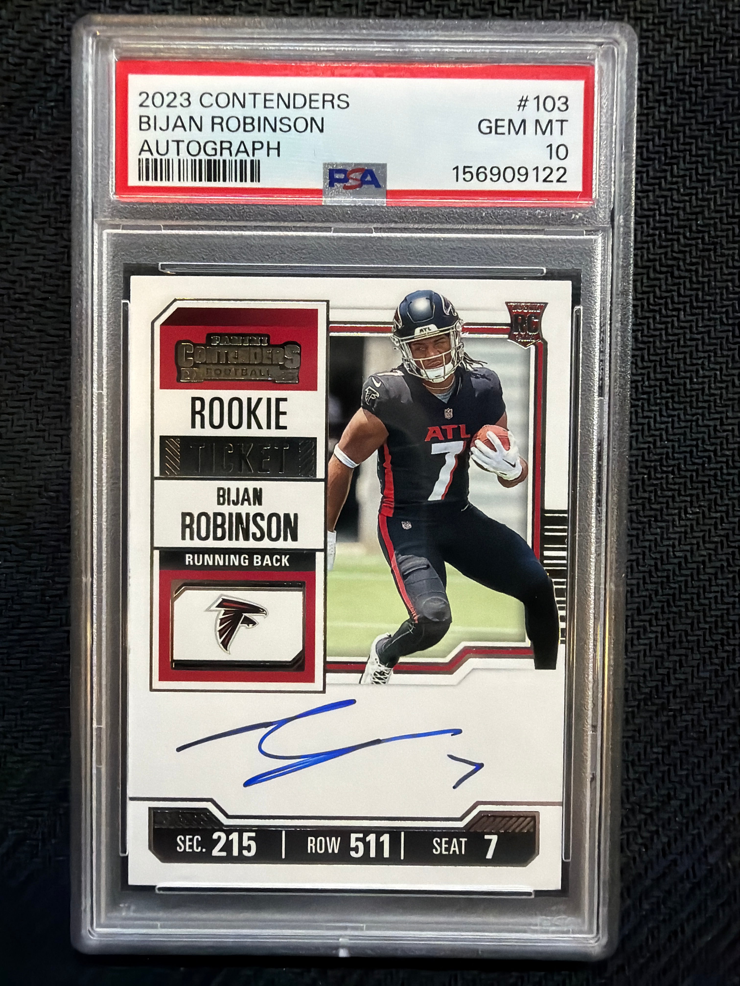 2023 Contenders Bijan Robinson Autograph #103 PSA 10 Falcons