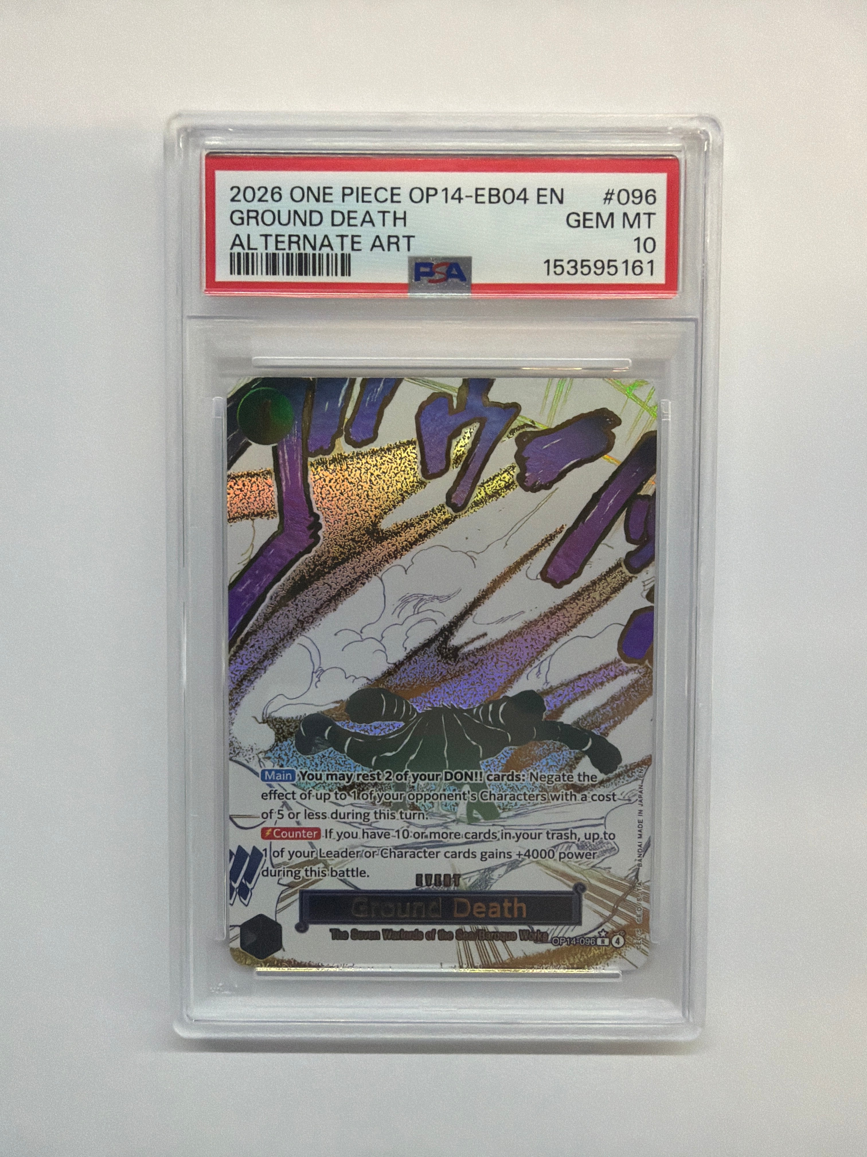2026 One Piece OP14-EB04 Ground Death 096 Alt Art PSA 10