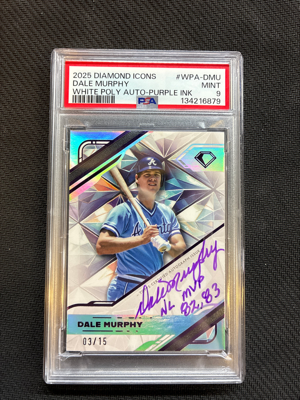 2025 Topps Diamond Icons Dale Murphy White Polychromatink Auto /15 Inscription PSA 9 Braves
