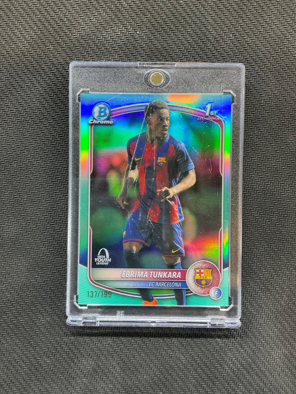 2026 Topps UEFA Bowman Ebrima Tunkara Teal Aqua /199 Barcelona 1st