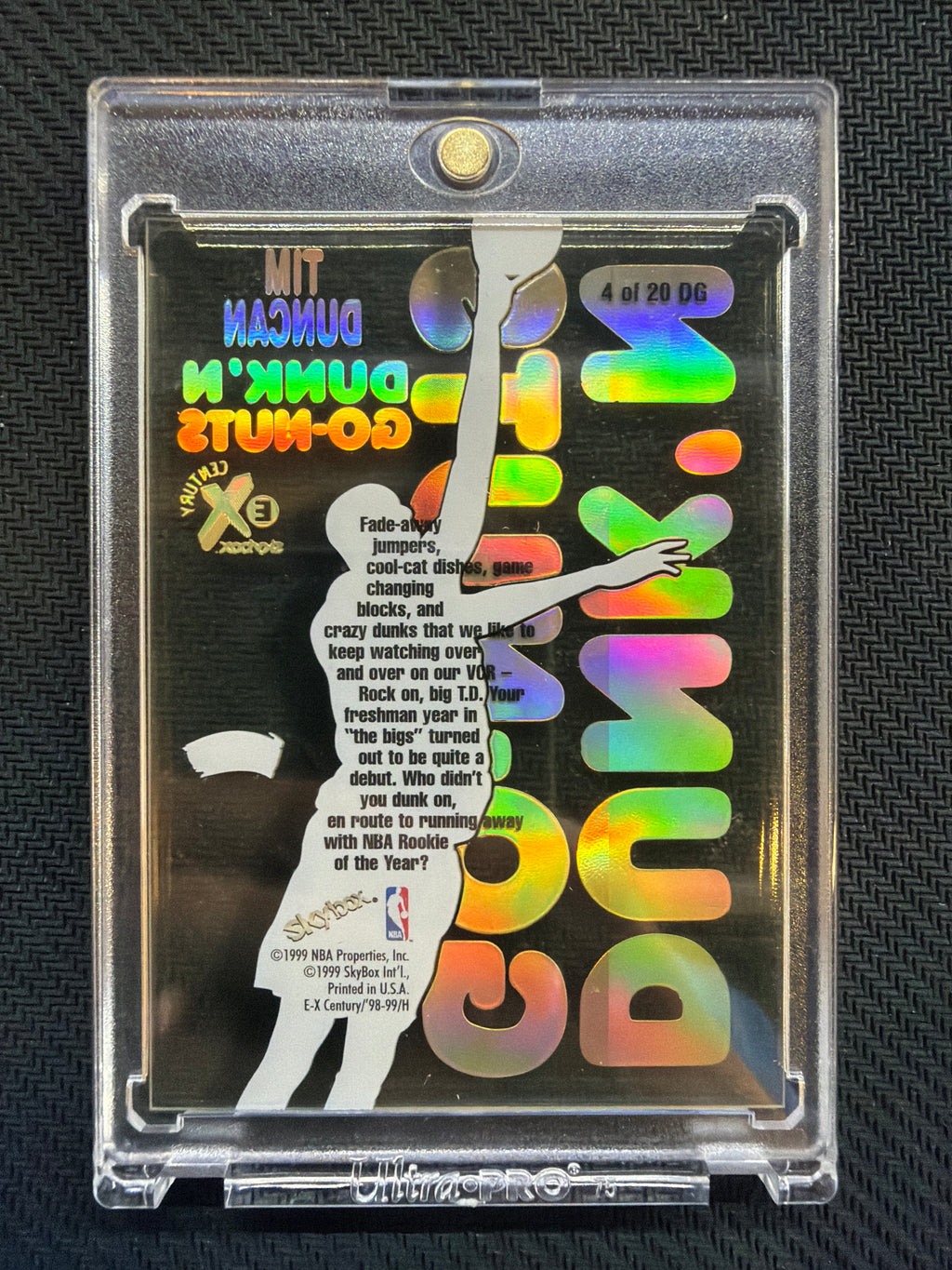 1998 Skybox E-X Century Tim Duncan Dunk'N Go Nuts #4DG Spurs