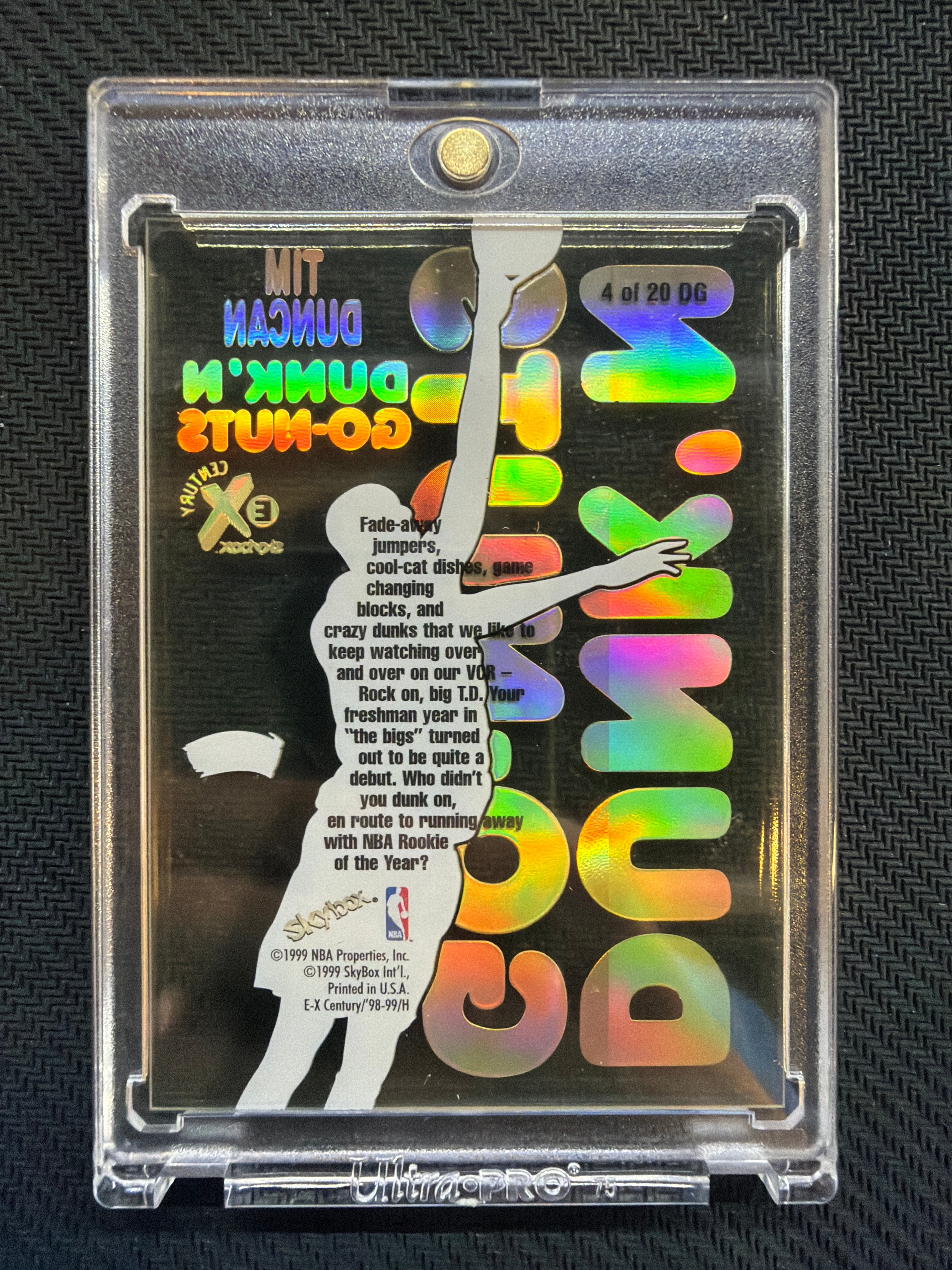 1998 Skybox E-X Century Tim Duncan Dunk'N Go Nuts #4DG Spurs