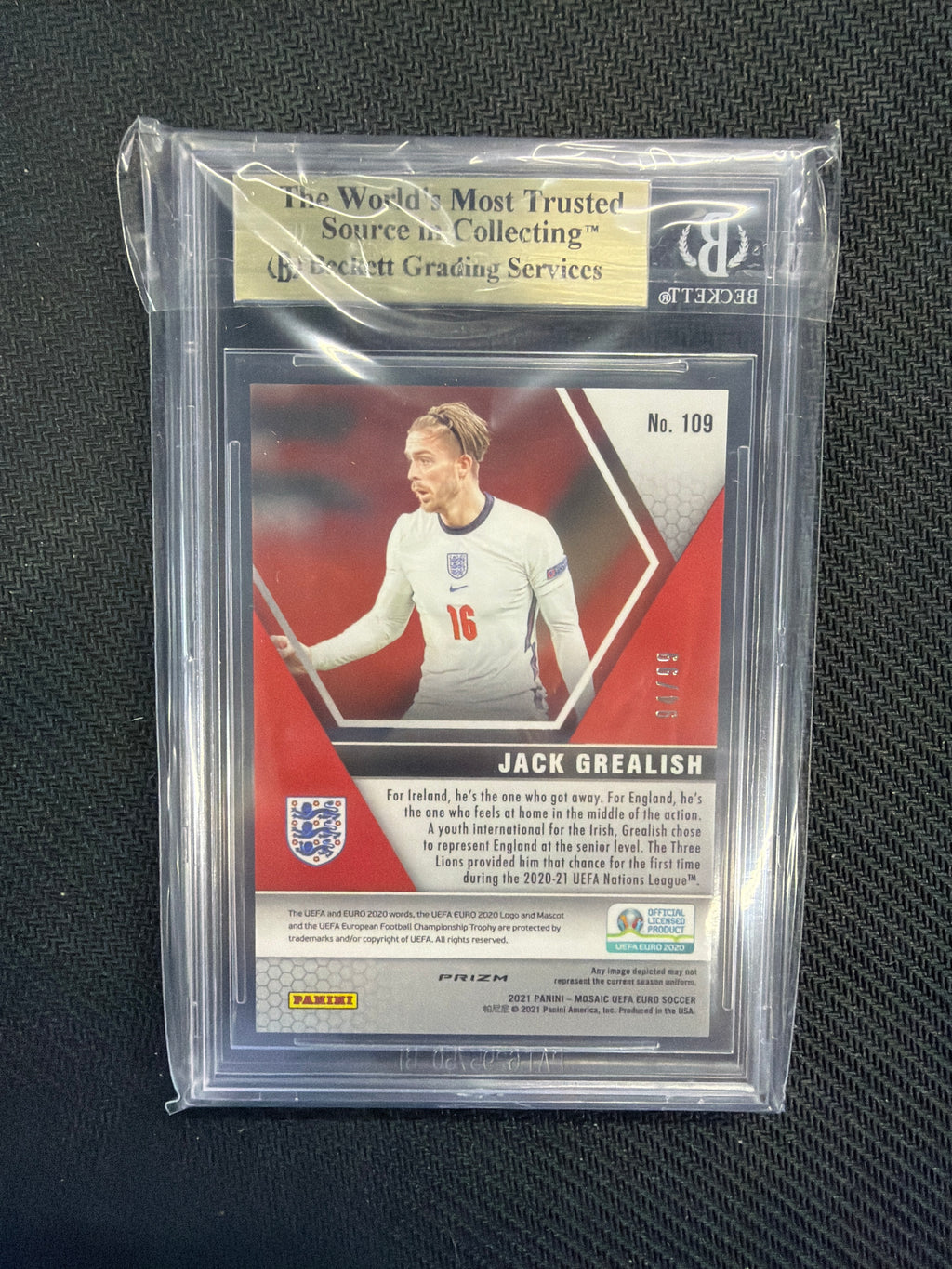 2020-21 Panini Mosaic Jack Grealish Blue /99 BGS 9.5