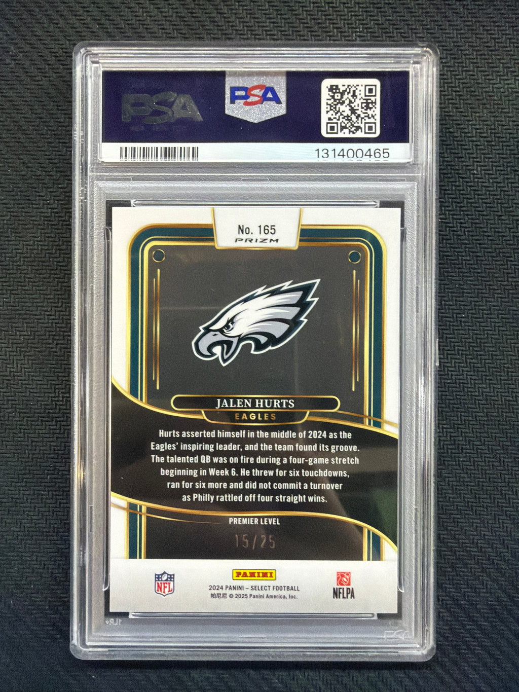 2024 Select Jalen Hurts Blue Disco /25 PSA 10 Eagles
