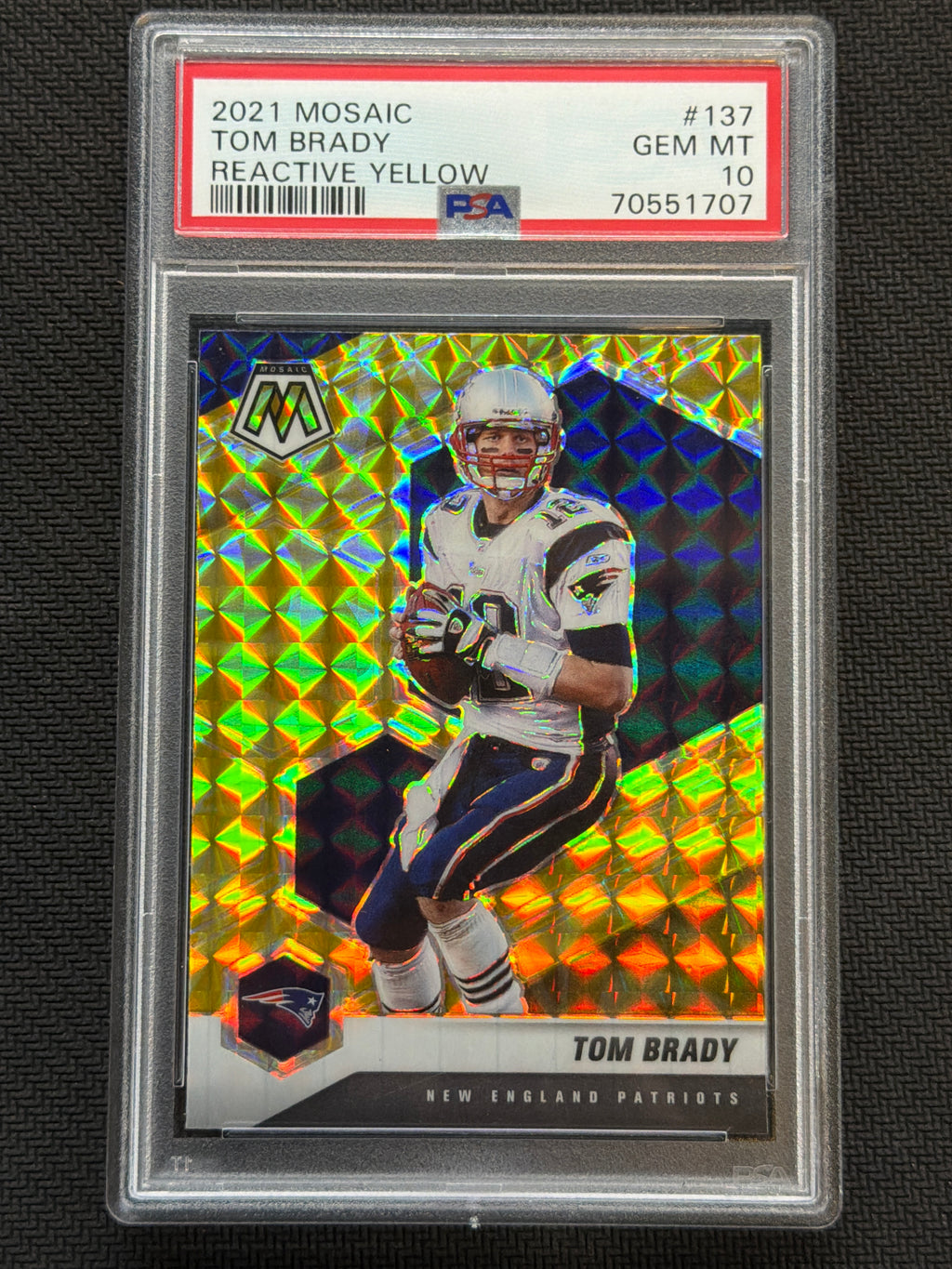 2021 Mosaic Tom Brady Reactive Yellow PSA 10 #127