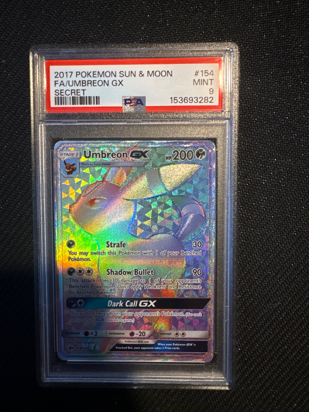 2017 Pokemon Sun & Moon Umbreon GX 154 PSA 9