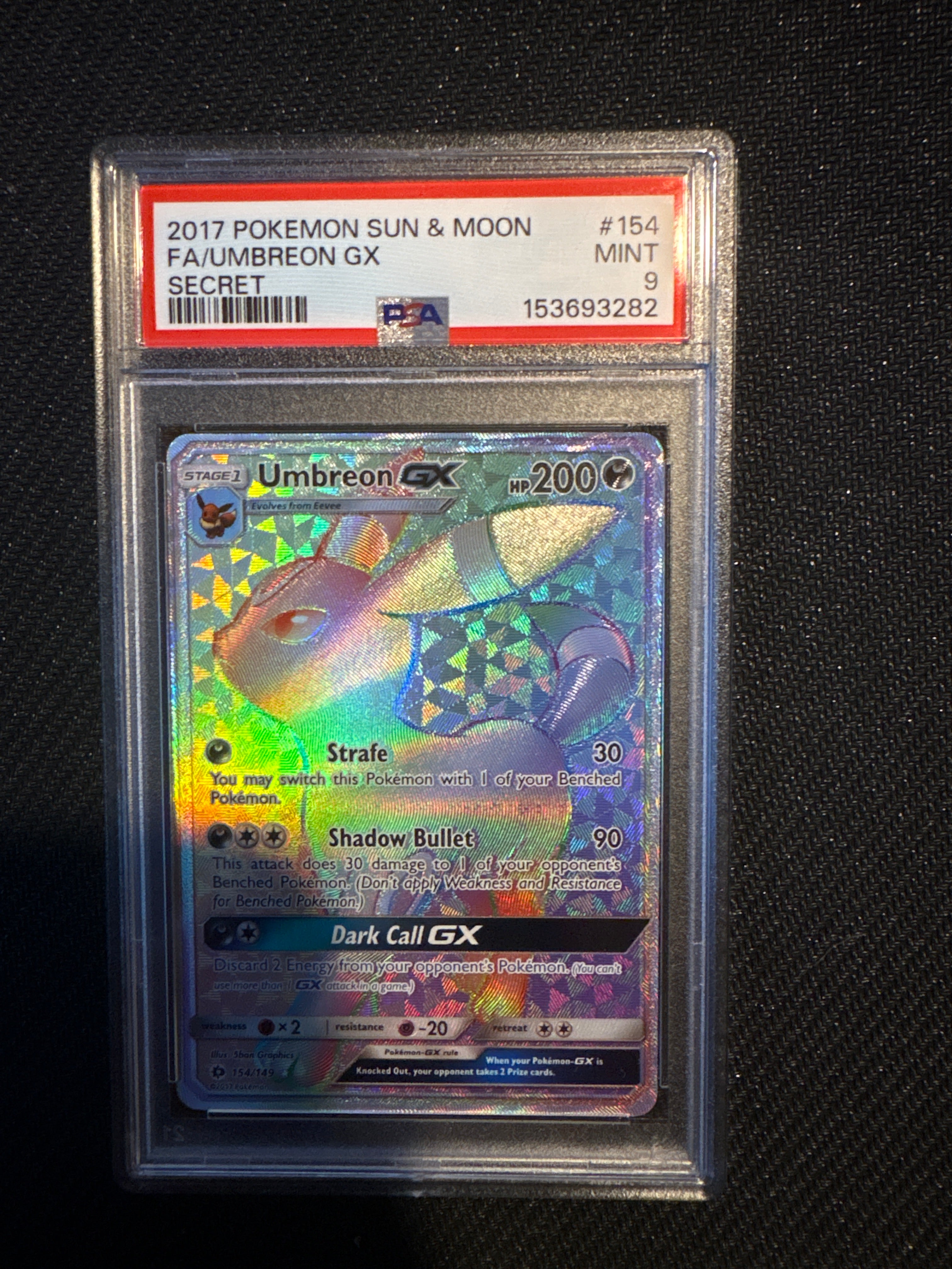 2017 Pokemon Sun & Moon Umbreon GX 154 PSA 9
