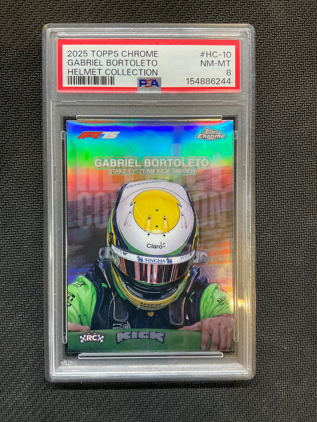 2025 Topps Chrome F1 Gabriel Bortoleto Helmet Collection PSA 8