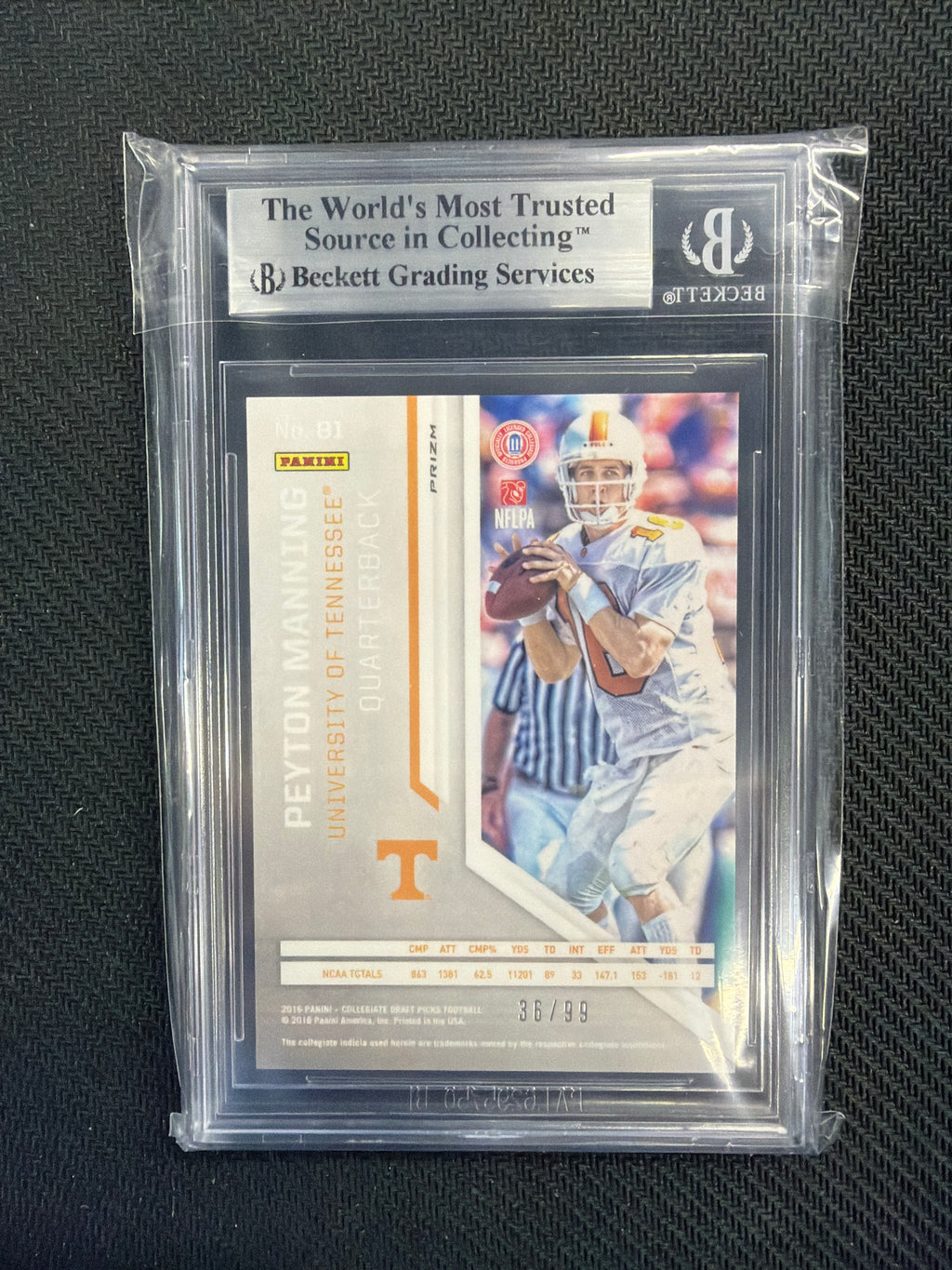2016 Prizm Draft Peyton Manning Purple /99 BGS 9 Vols