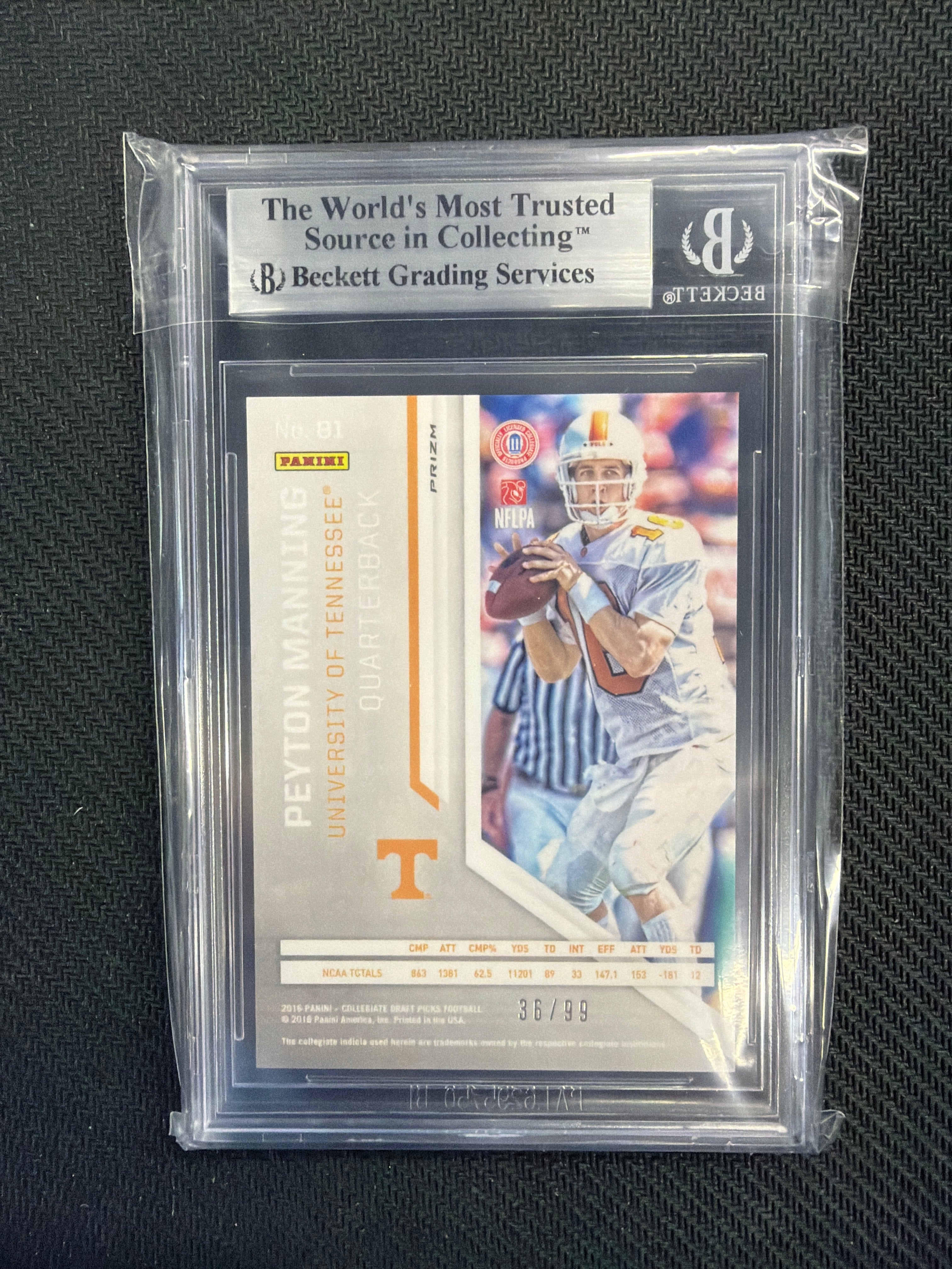 2016 Prizm Draft Peyton Manning Purple /99 BGS 9 Vols