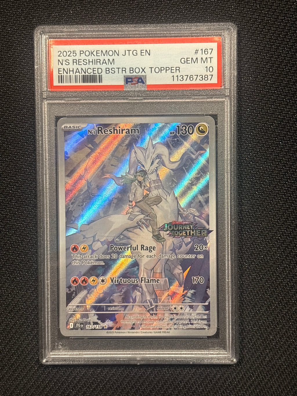 2025 Pokemon Journey Together N's Reshiram 167 PSA 10