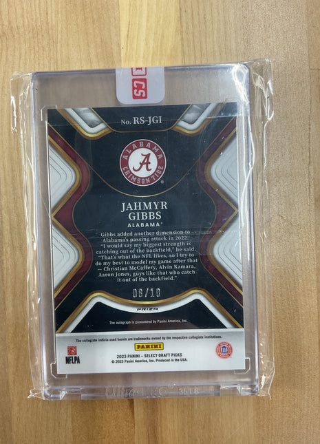 2023 Select Draft Picks Jahmyr Gibbs Gold Auto /10