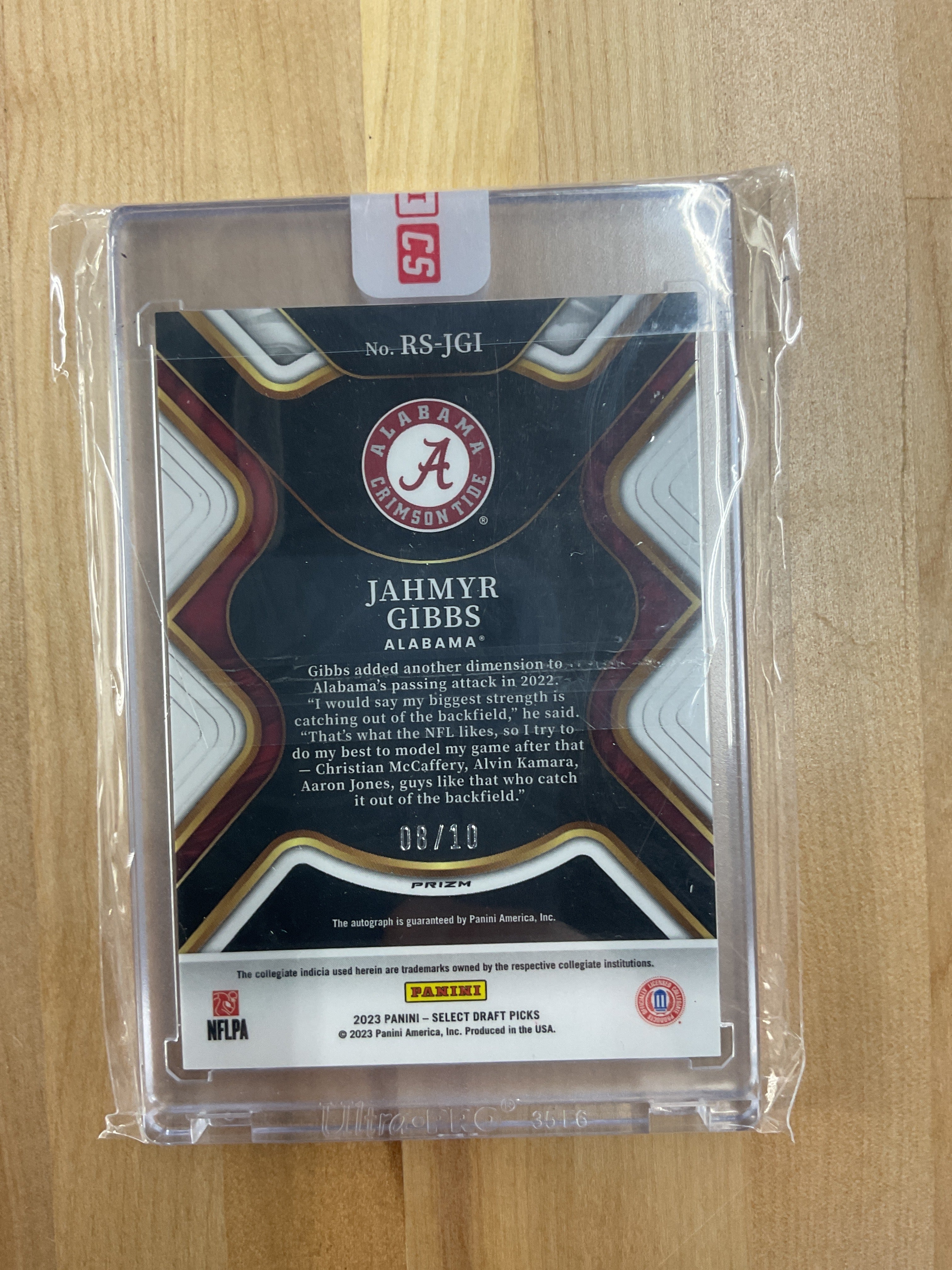 2023 Select Draft Picks Jahmyr Gibbs Gold Auto /10