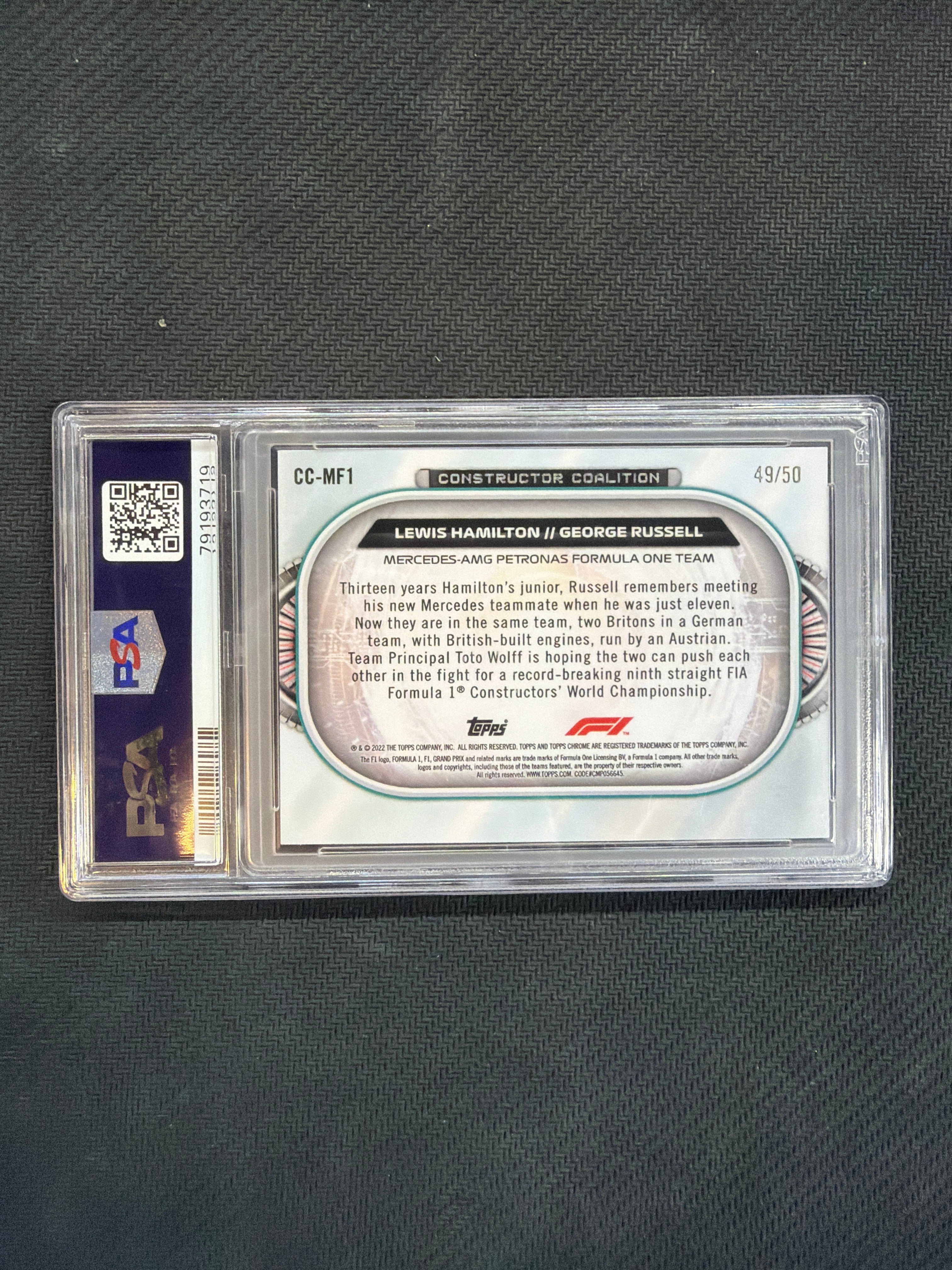 2022 Topps Chrome F1 Lewis Hamilton George Russell Gold Refractor /50 PSA 10 719