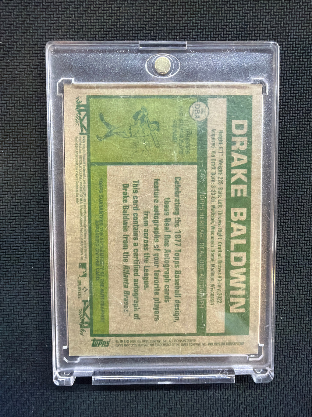 2026 Topps Heritage Drake Baldwin Real One Auto Braves
