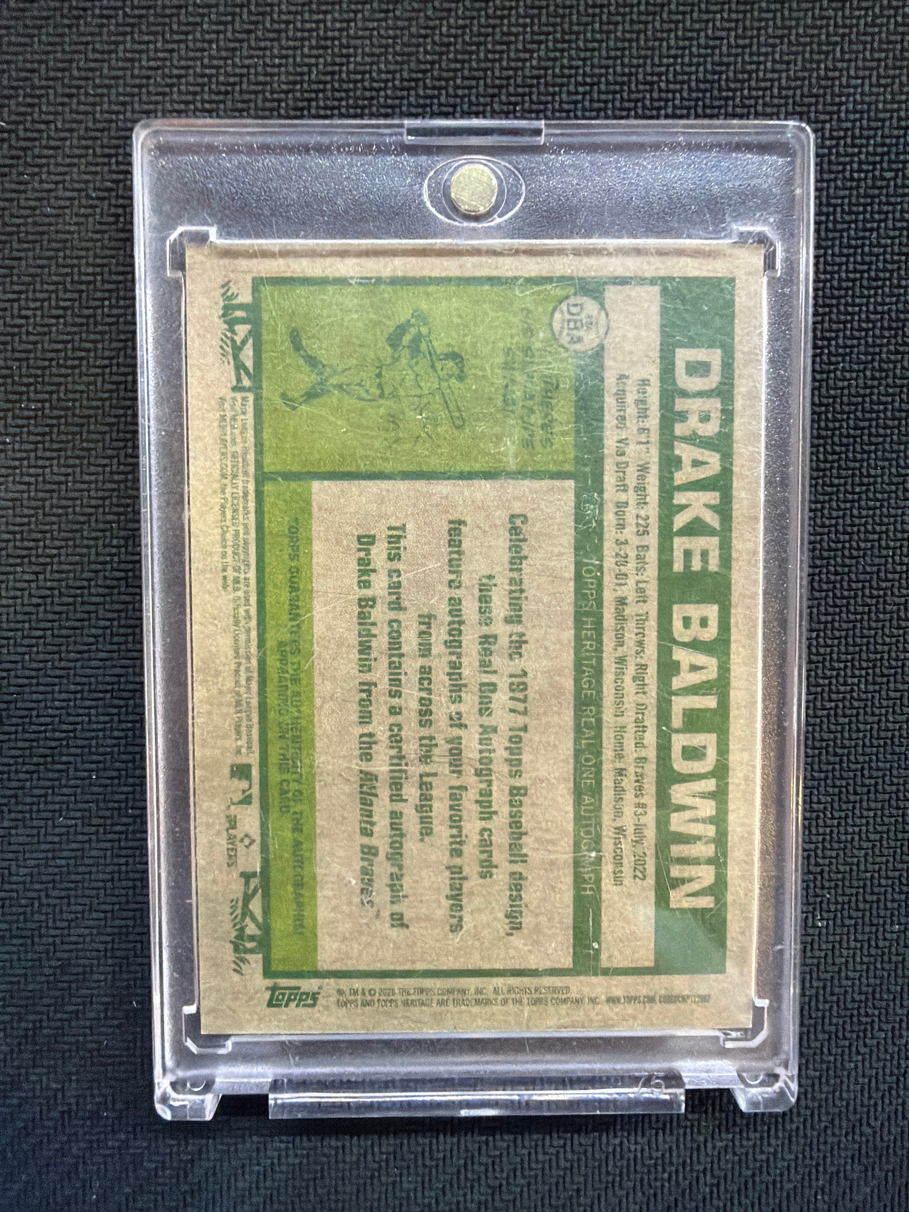 2026 Topps Heritage Drake Baldwin Real One Auto Braves
