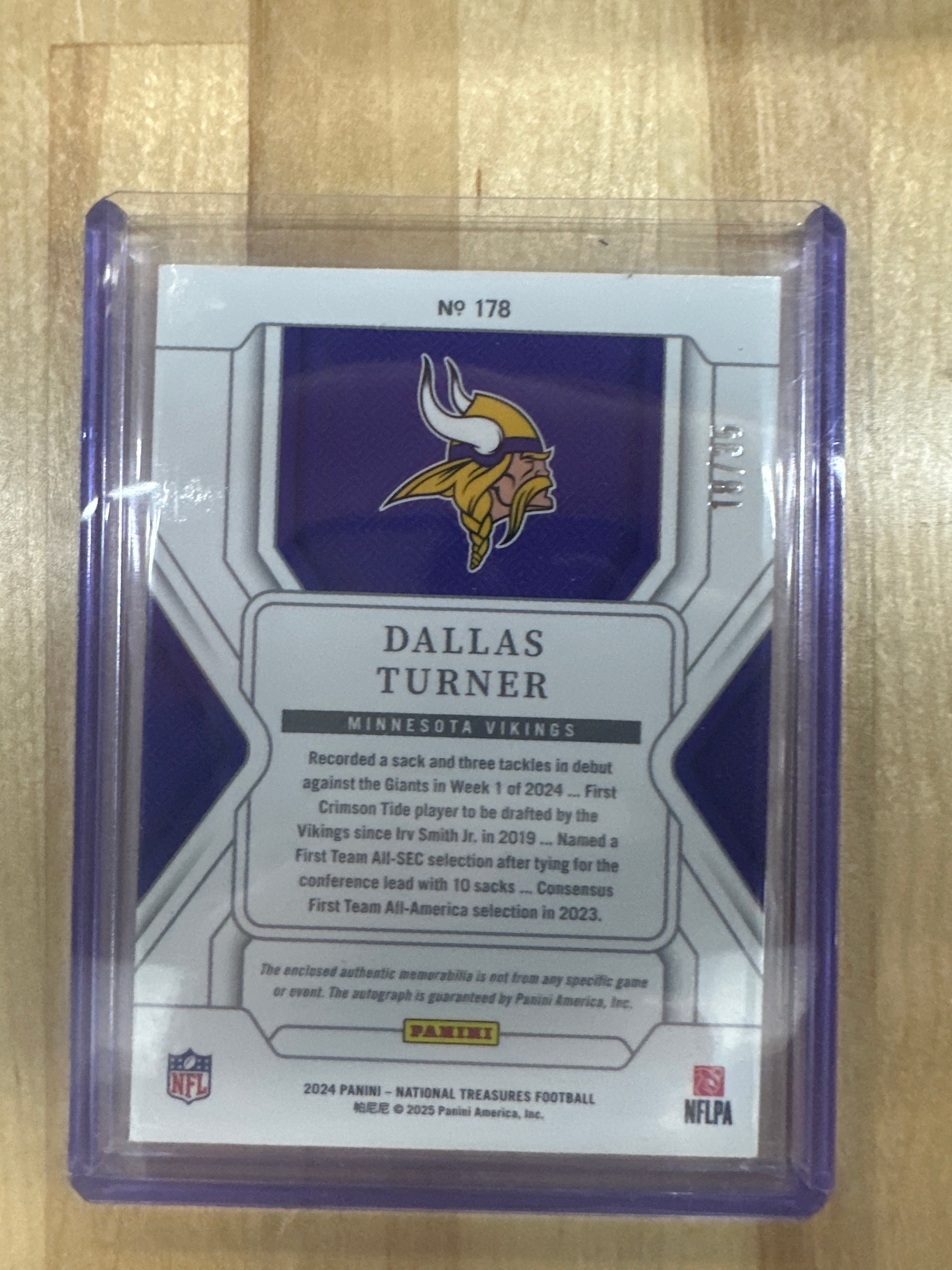 2024 National Treasures Dallas Turner Patch Auto /35 True RPA