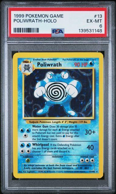 1999 Pokemon Base Poliwrath Holo 13 PSA 6