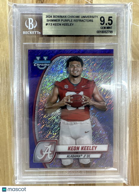 2024 Bowman U Chrome Keon Kelly Purple Shimmer BGS 9.5 Alabama