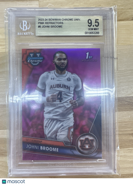 2023-24 Bowman Chrome University Johni Broome Pink Refractors BGS 9.5