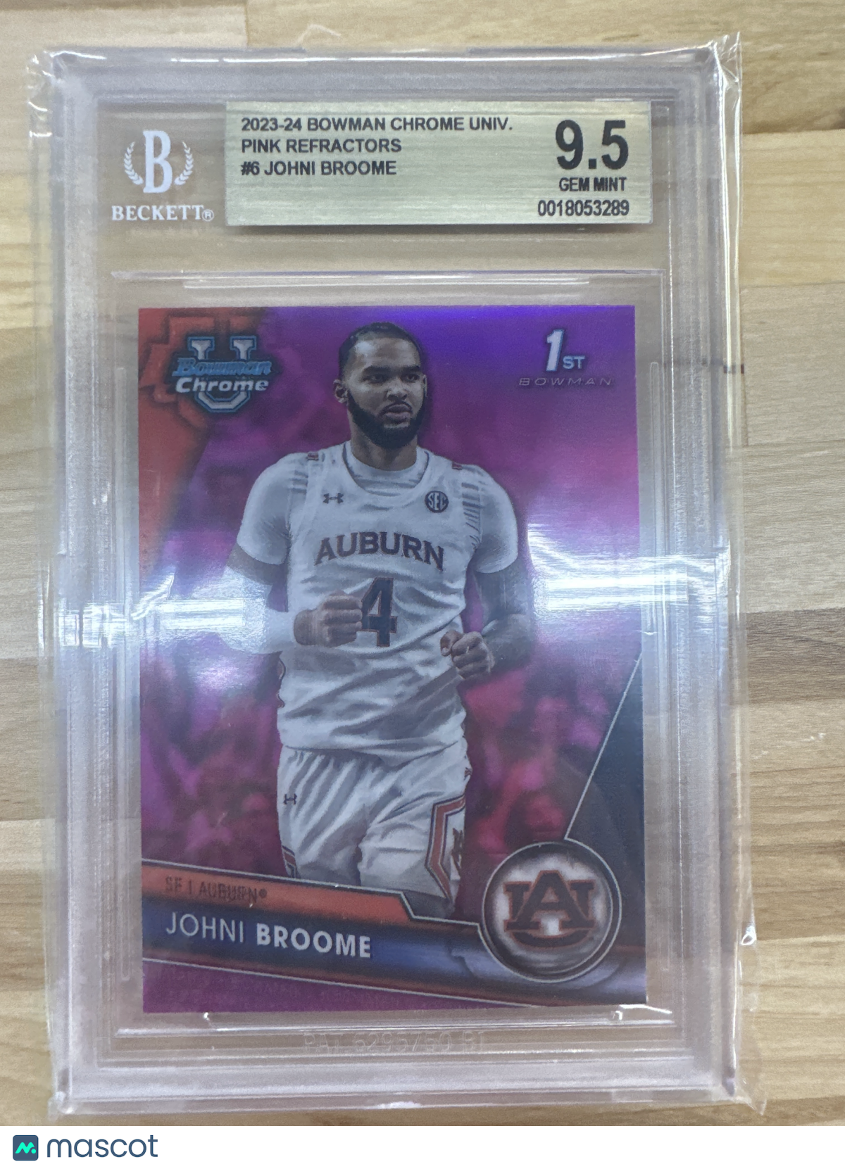 2023-24 Bowman Chrome University Johni Broome Pink Refractors BGS 9.5